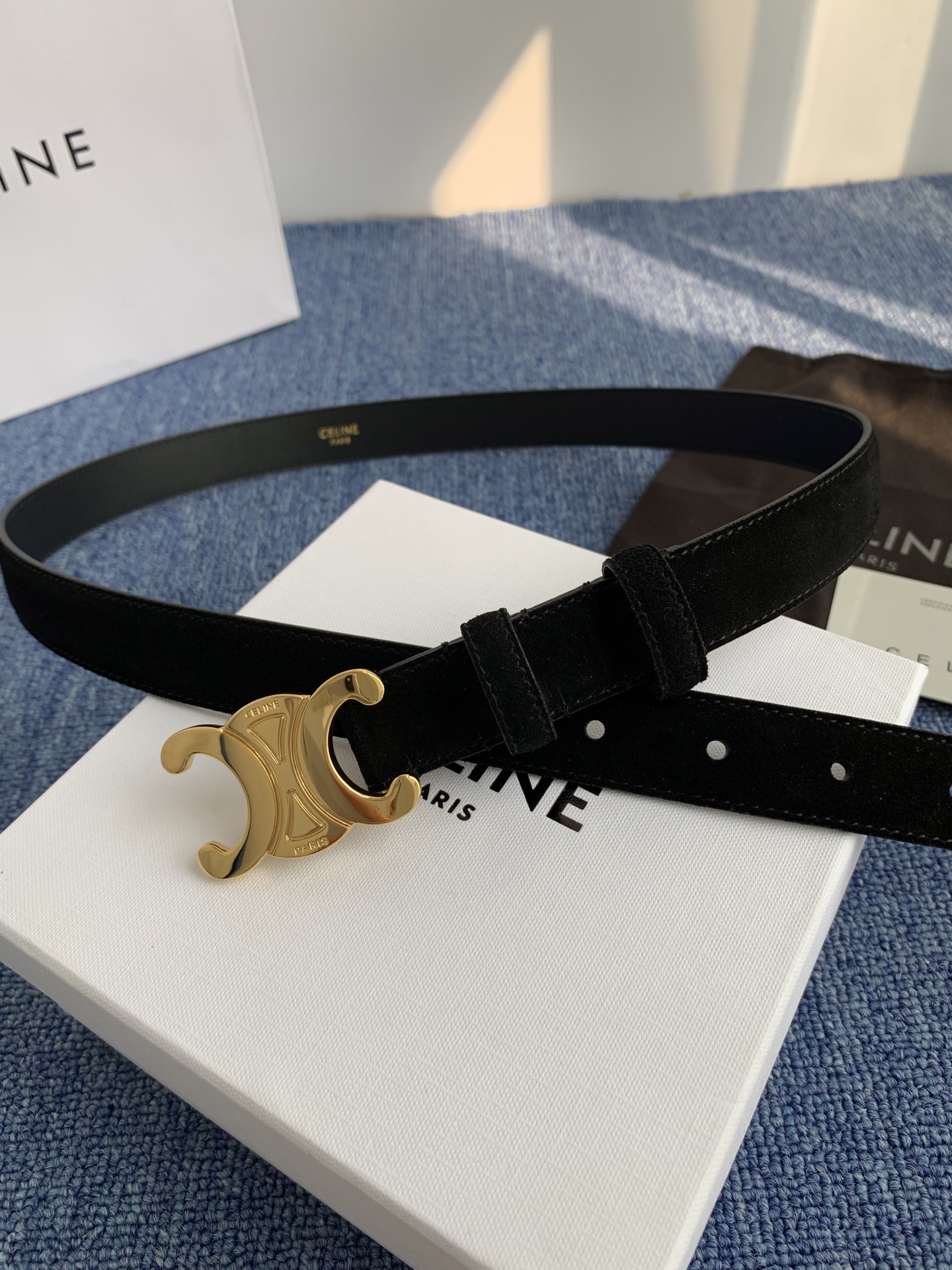 Celine Female Leather Belt Cow Leather Silver Adjustable M