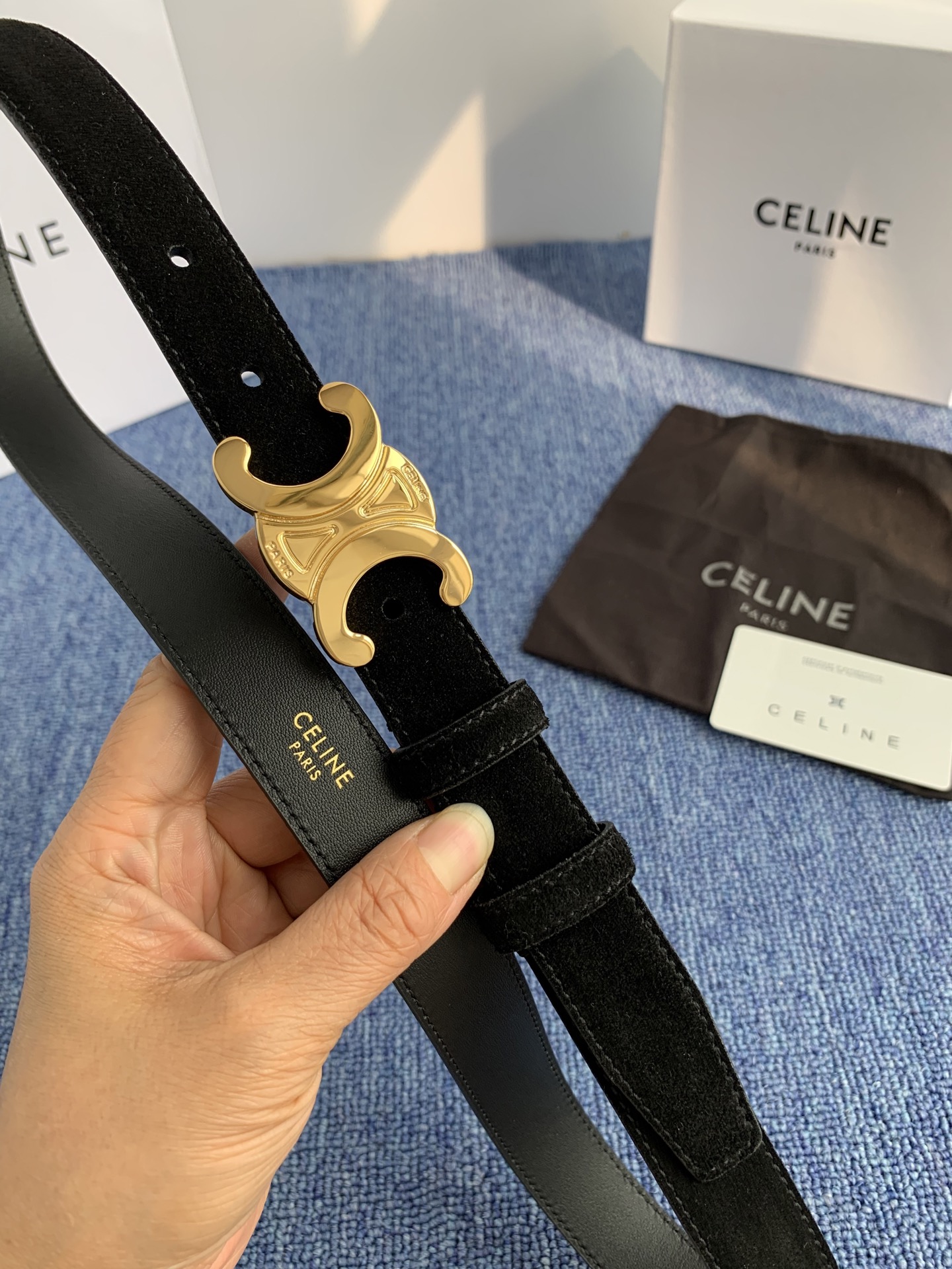 Celine Female Leather Belt Cow Leather Silver Adjustable M