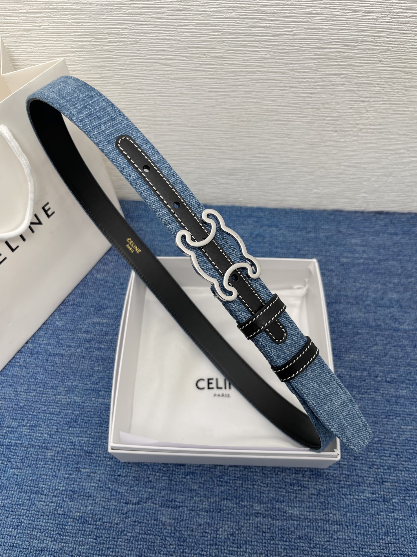Celine Female Leather Belt Cow Leather Silver Adjustable M