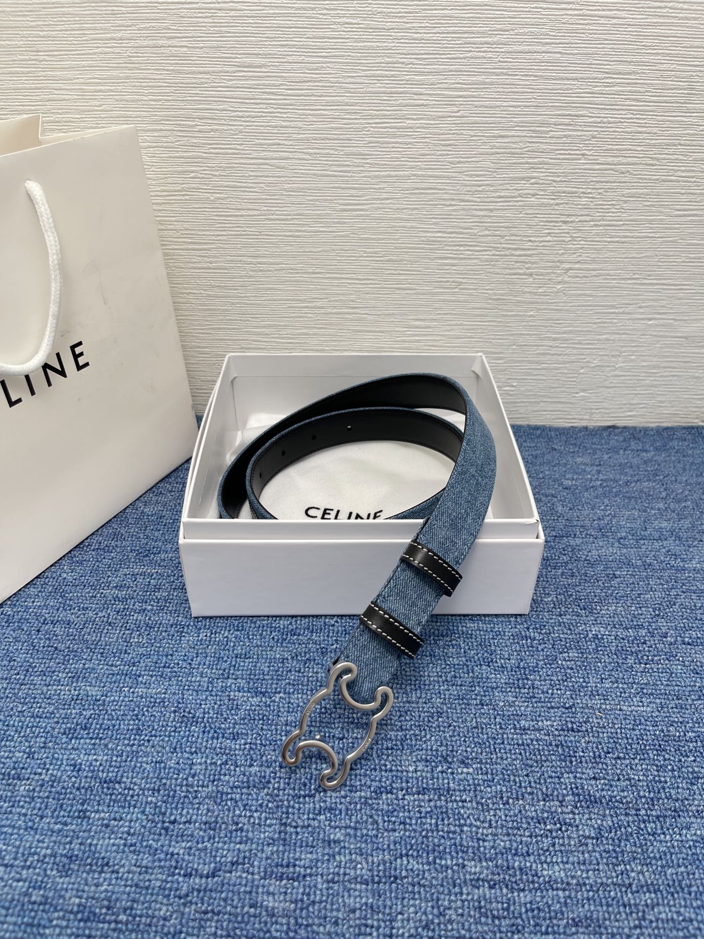 Celine Female Leather Belt Cow Leather Silver Adjustable M