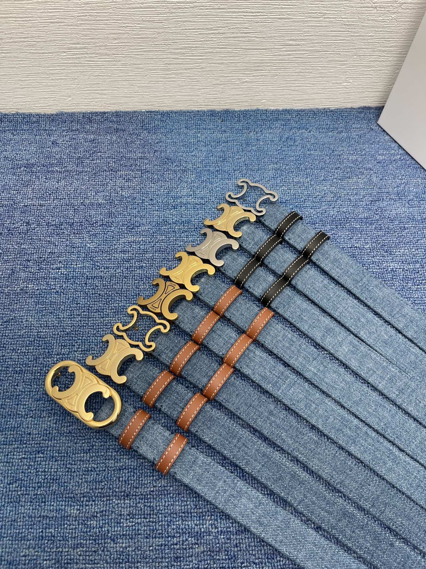 Celine Female Leather Belt Cow Leather Silver Adjustable M