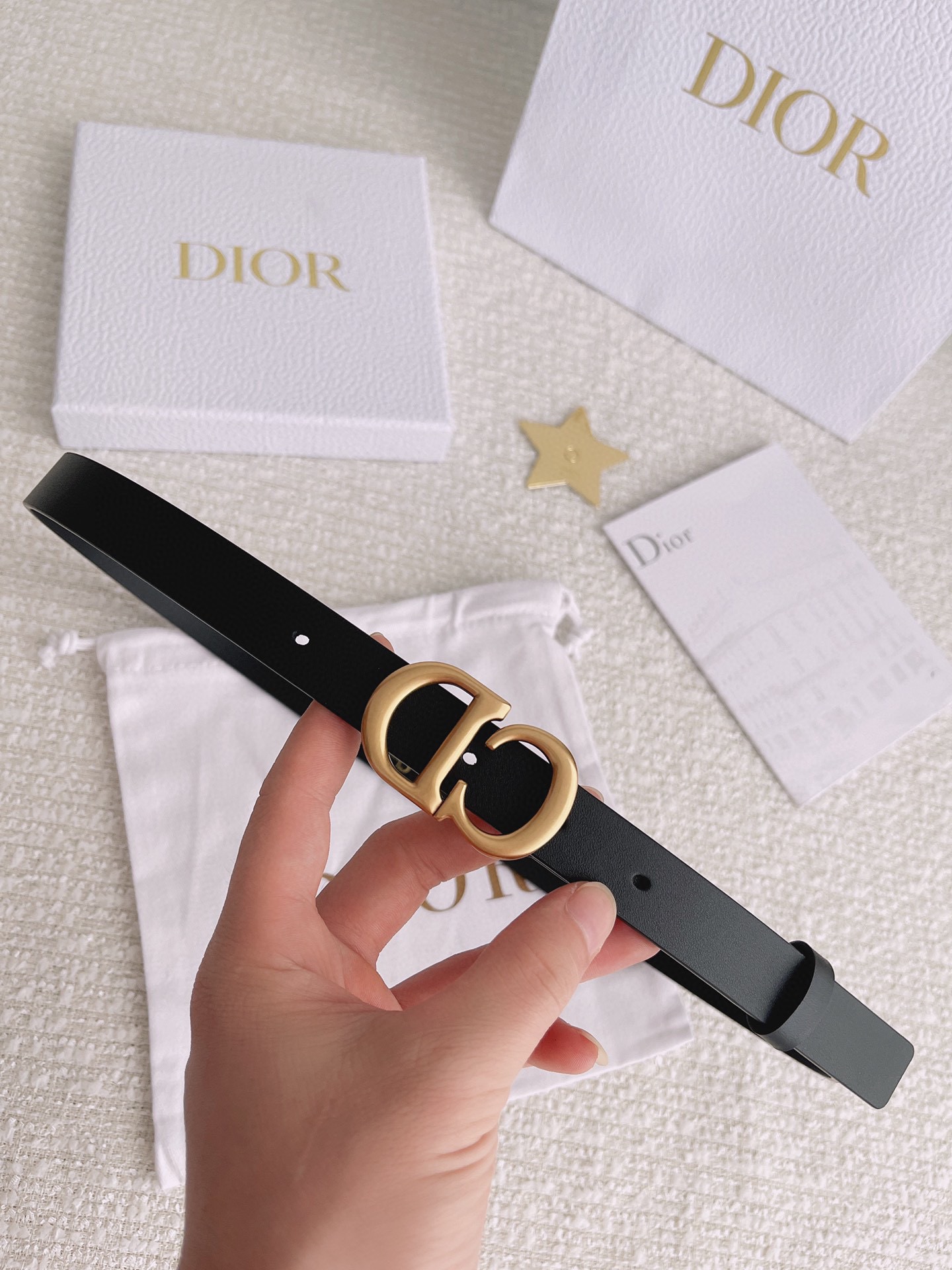 Dior Female Leather Belt Cow Leather Black M