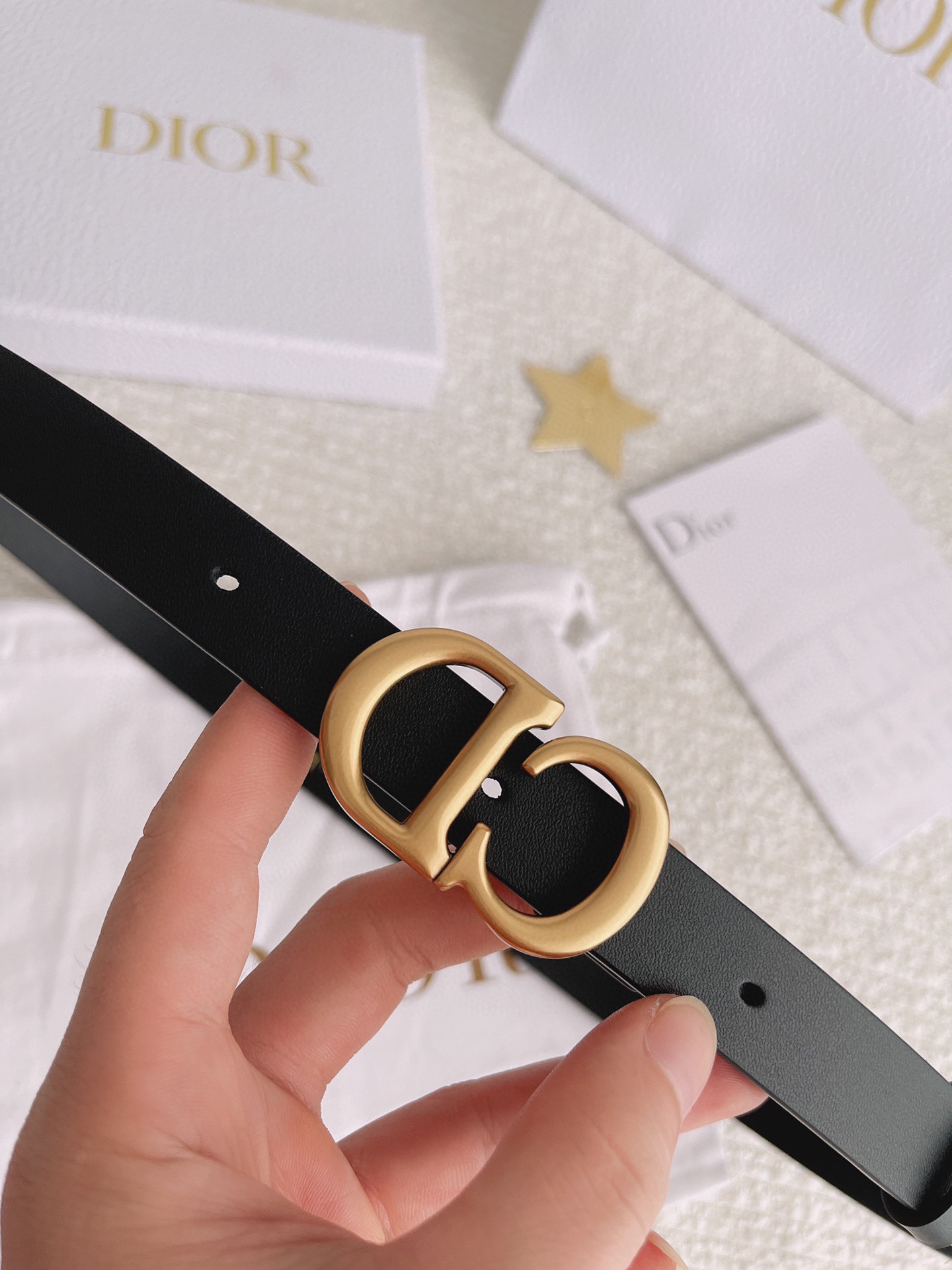 Dior Female Leather Belt Cow Leather Black M