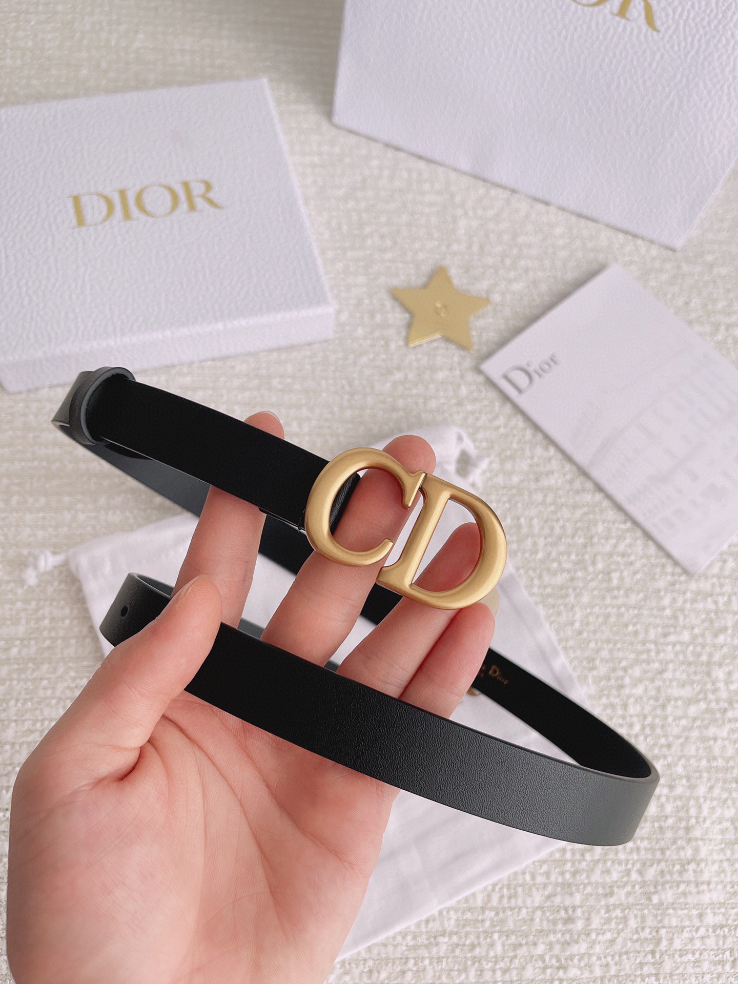 Dior Female Leather Belt Cow Leather Black M
