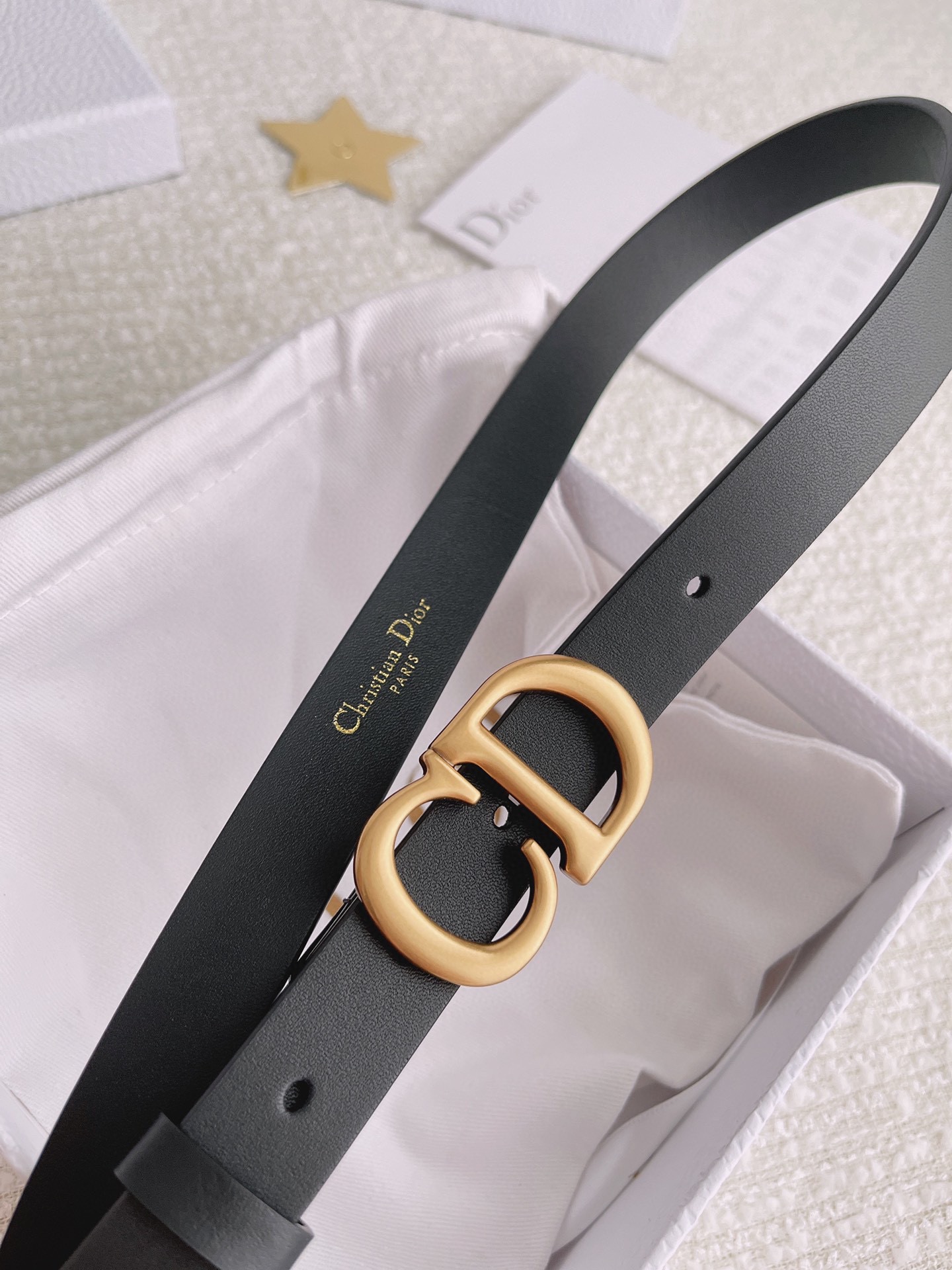 Dior Female Leather Belt Cow Leather Black M