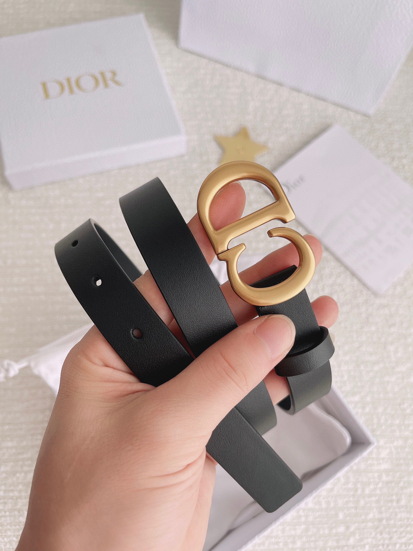 Dior Female Leather Belt Cow Leather Black M