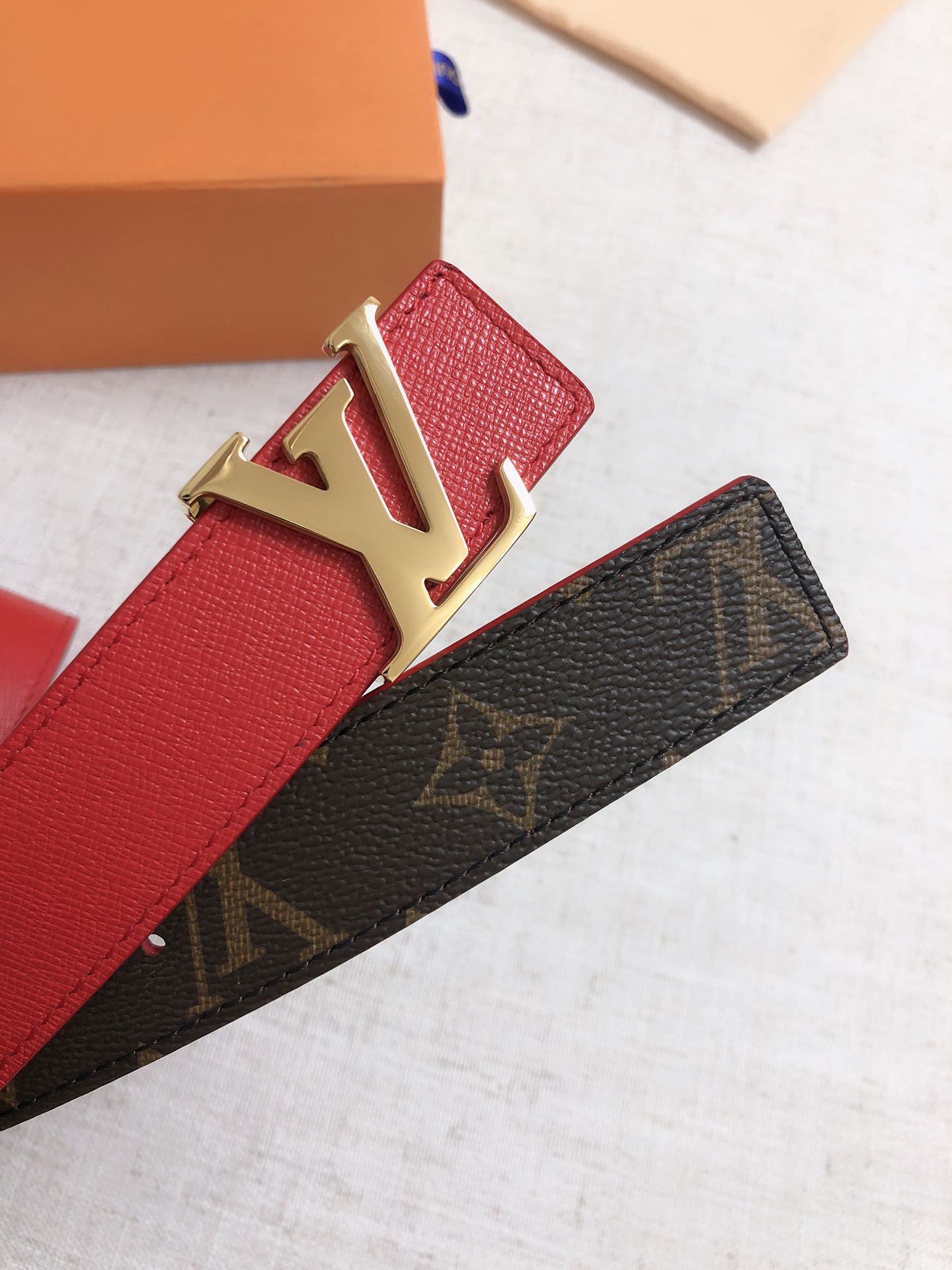 Louis Vuitton Female Basic Belt Top Grain Leather Waterproof M-l