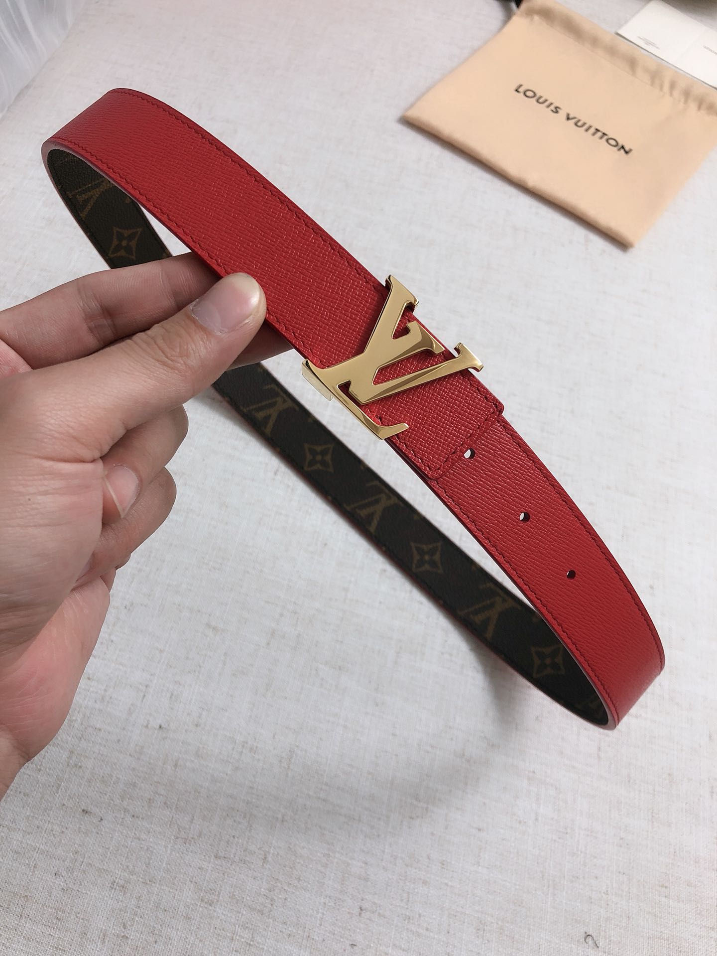 Louis Vuitton Female Basic Belt Top Grain Leather Waterproof M-l