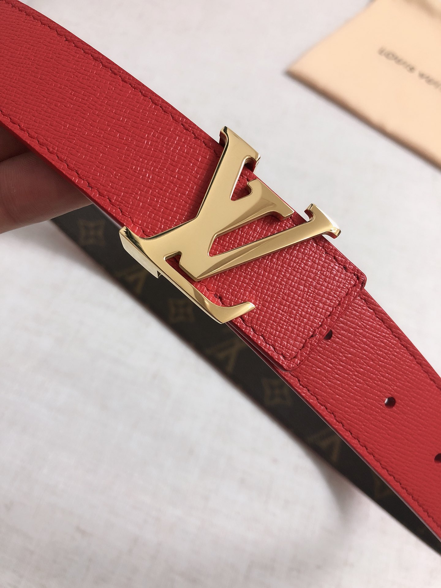 Louis Vuitton Female Basic Belt Top Grain Leather Waterproof M-l