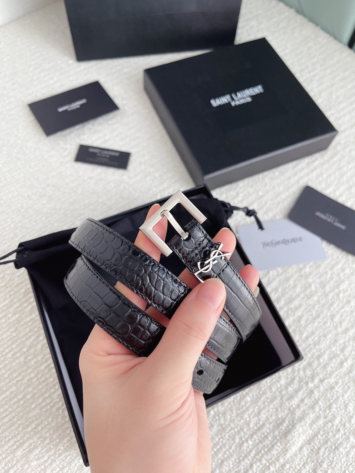 Saint Laurent Female Basic Belt Cow Leather S-m-l