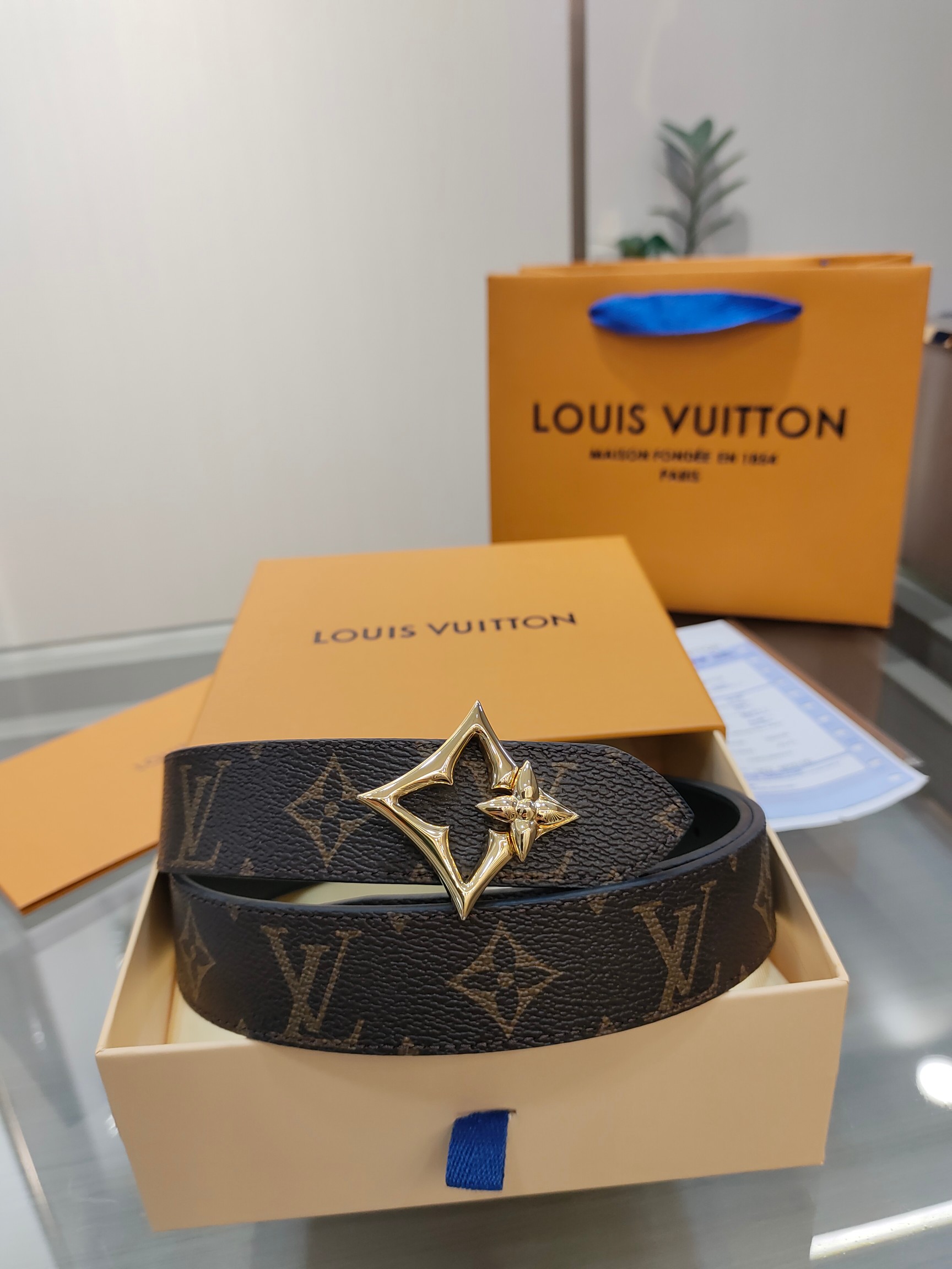 Louis Vuitton Female Basic Belt Cow Leather M-l