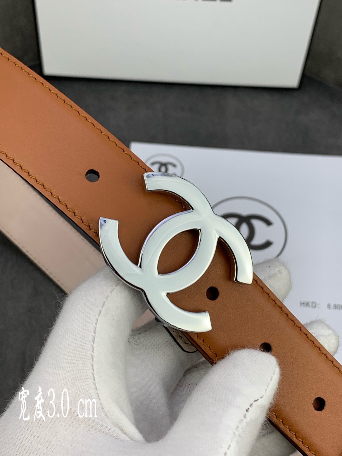 Chanel Female Leather Belt Cow Leather Silver M-l