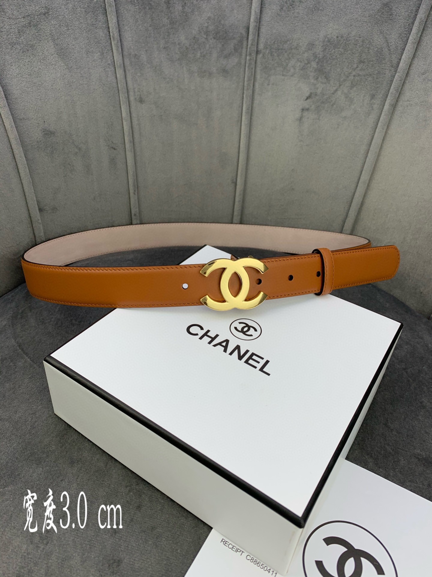 Chanel Female Leather Belt Cow Leather Silver M-l