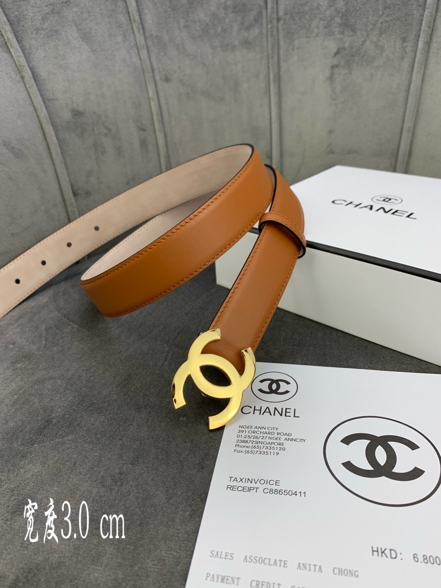 Chanel Female Leather Belt Cow Leather Silver M-l