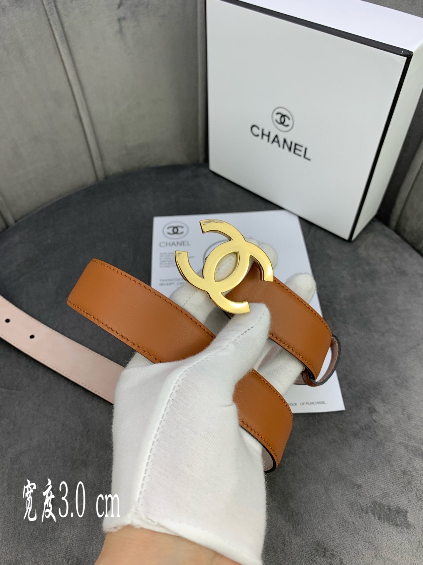 Chanel Female Leather Belt Cow Leather Silver M-l