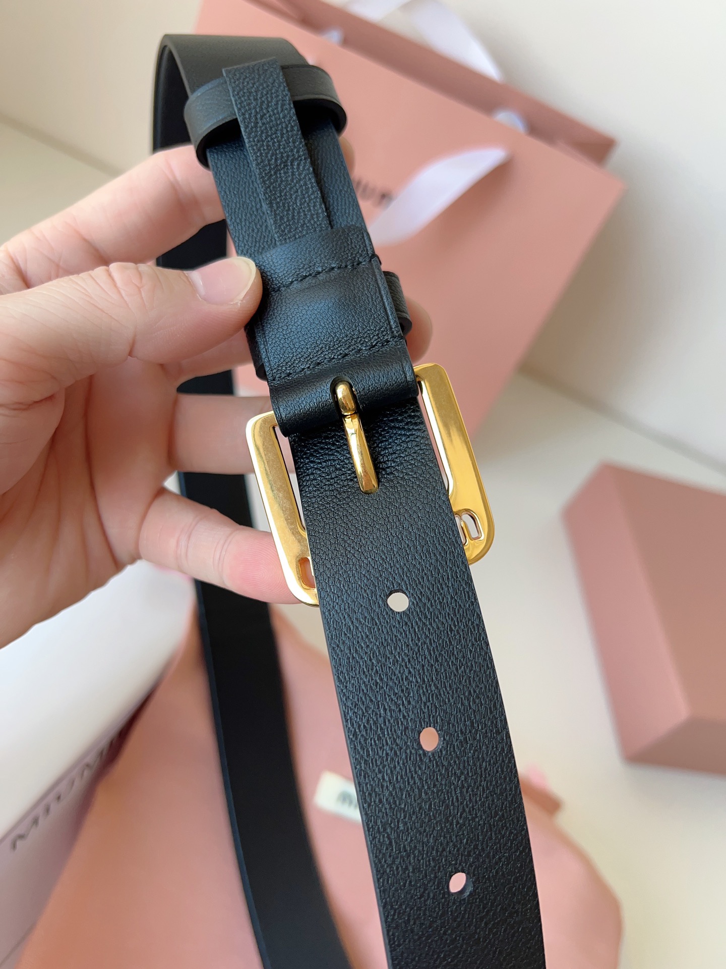 Miu Miu Female Pin Buckle Belt Sheepskin M
