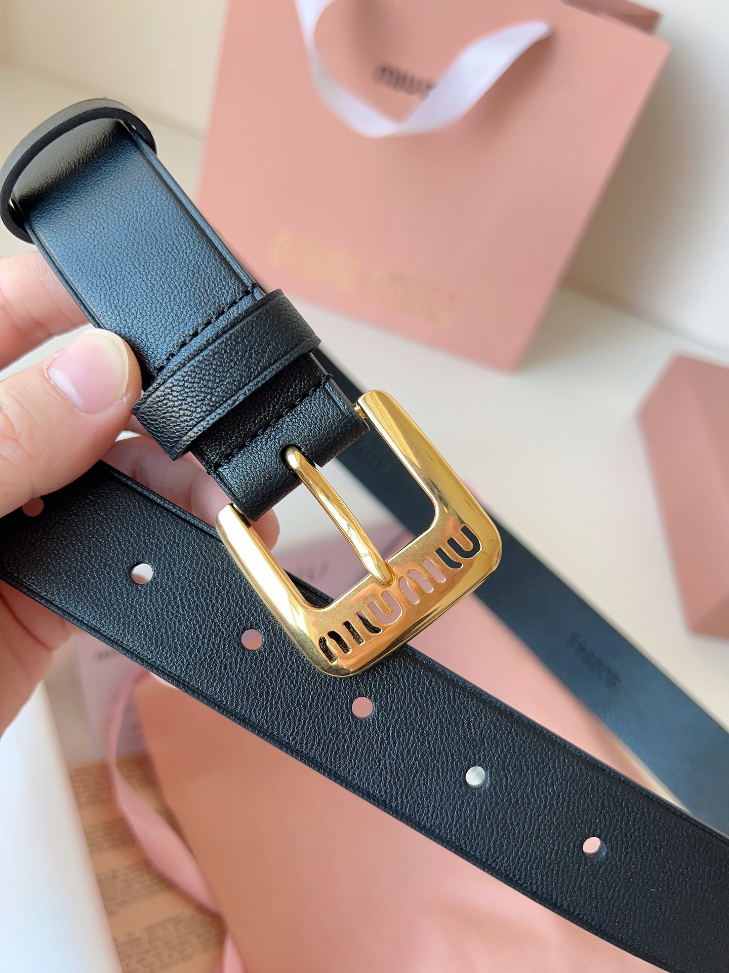 Miu Miu Female Pin Buckle Belt Sheepskin M