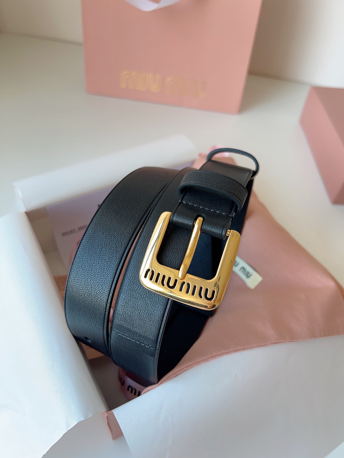 Miu Miu Female Pin Buckle Belt Sheepskin M