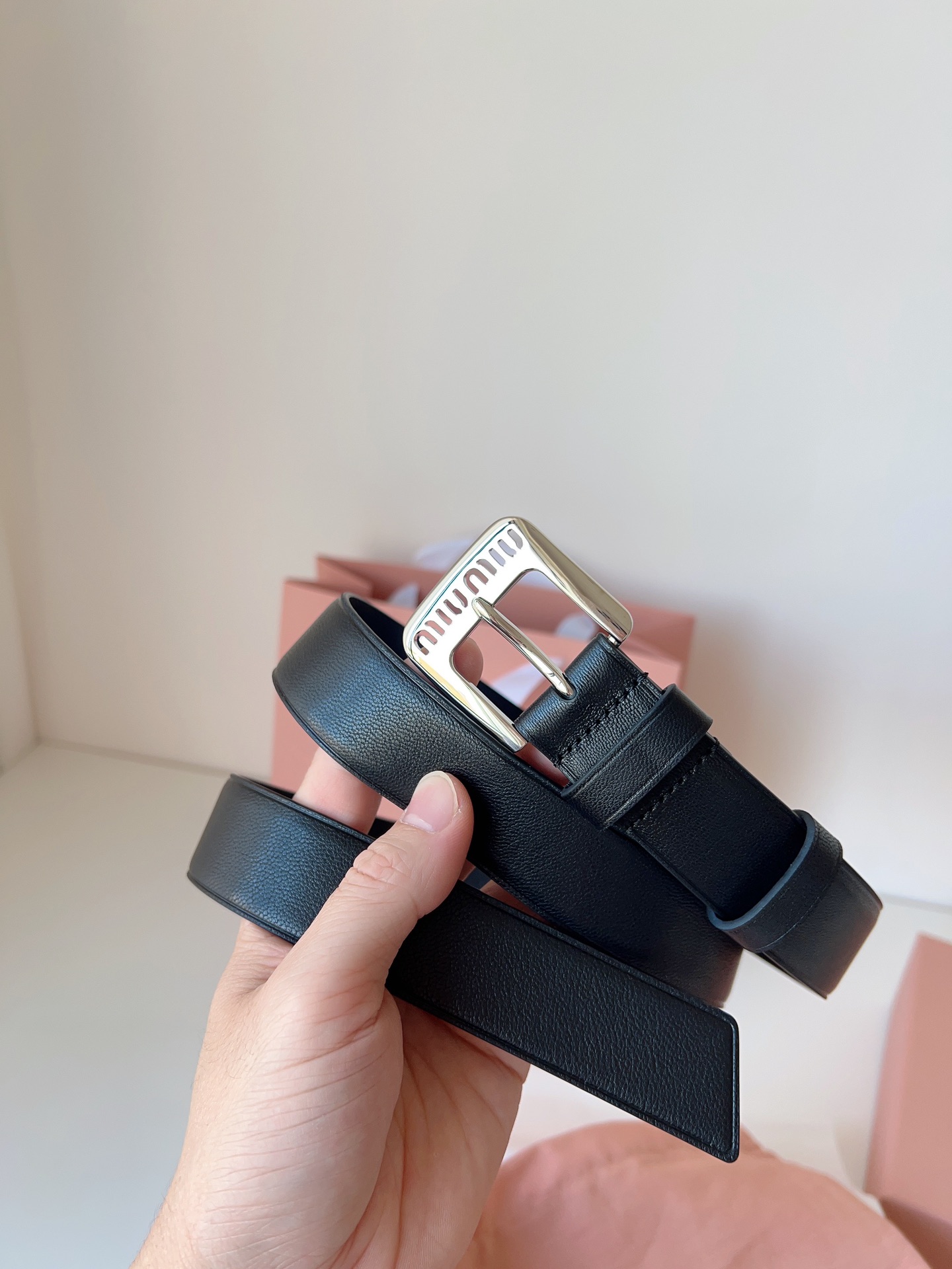 Miu Miu Female Pin Buckle Belt Sheepskin M