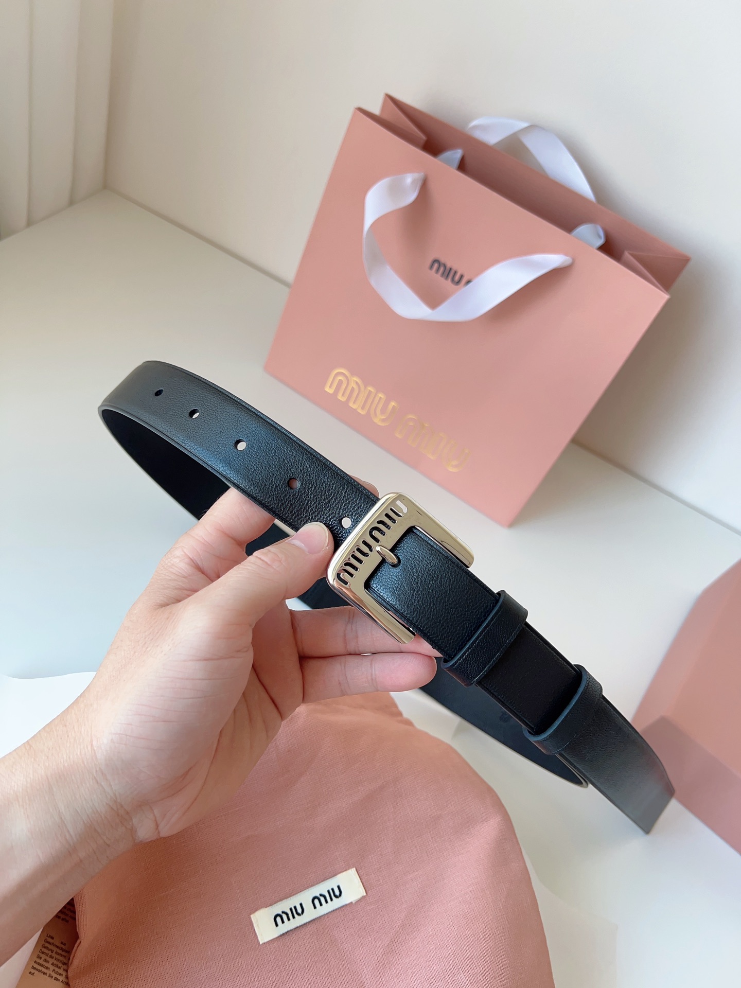 Miu Miu Female Pin Buckle Belt Sheepskin M