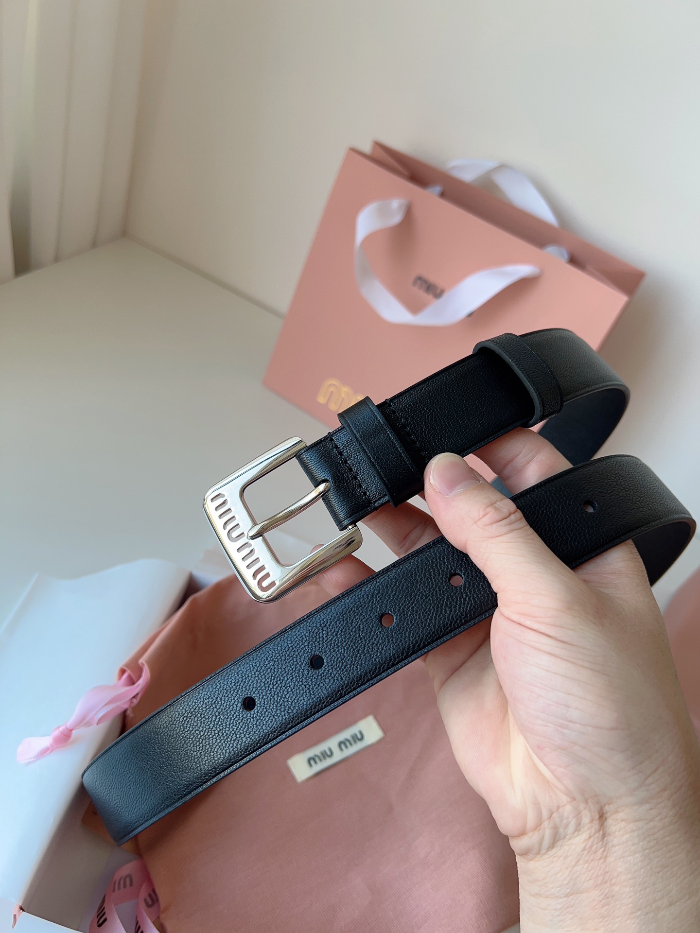 Miu Miu Female Pin Buckle Belt Sheepskin M