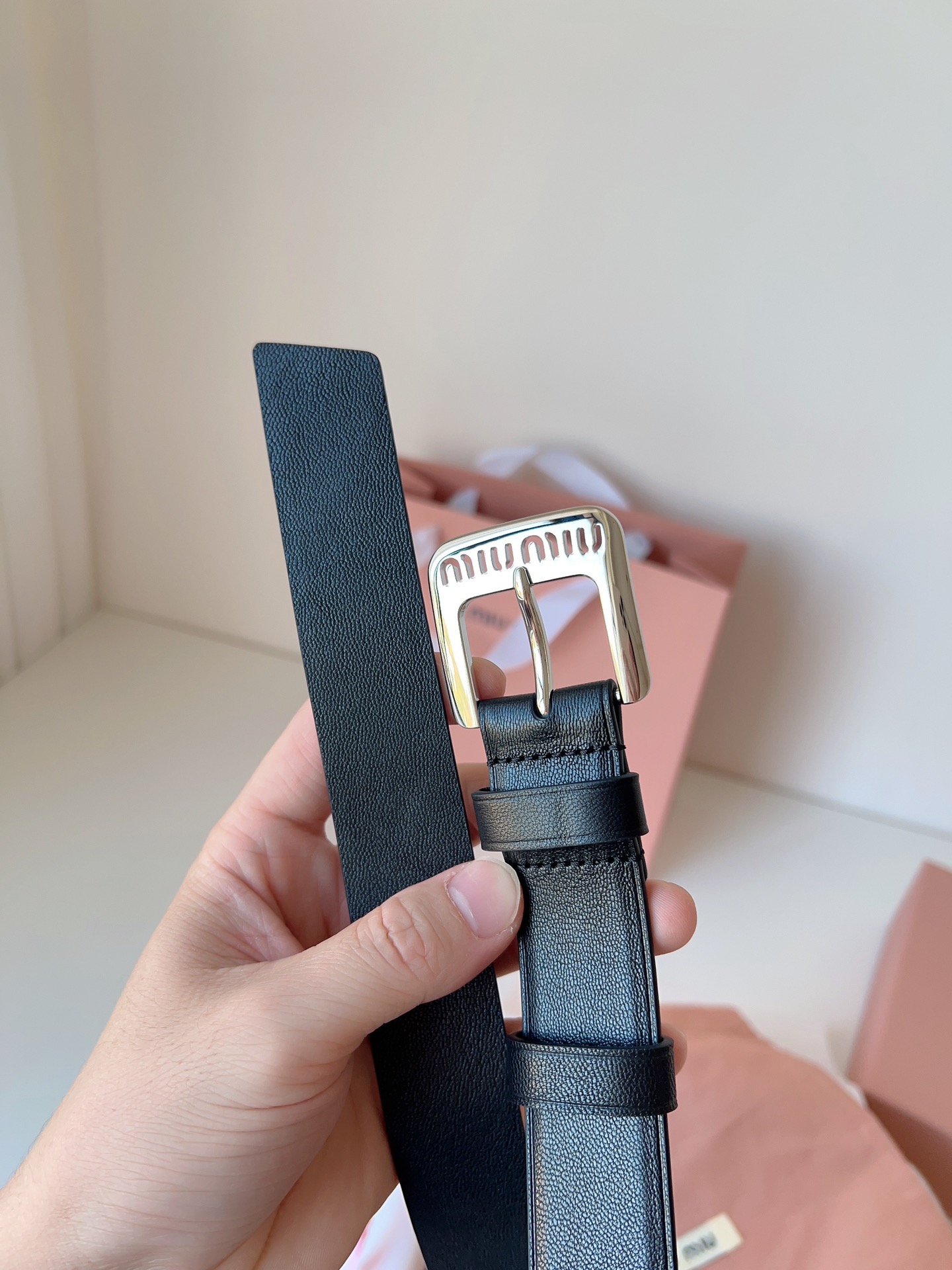 Miu Miu Female Pin Buckle Belt Sheepskin M