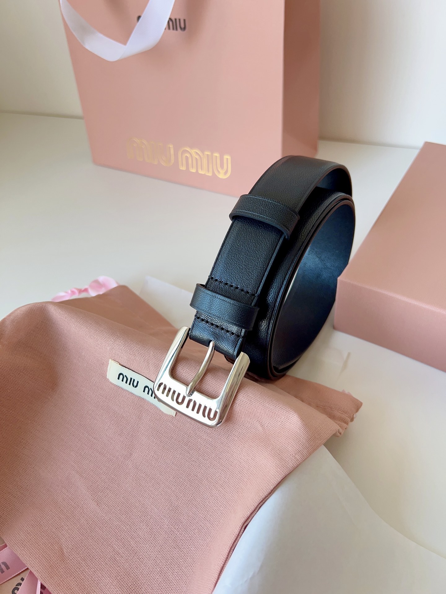 Miu Miu Female Pin Buckle Belt Sheepskin M