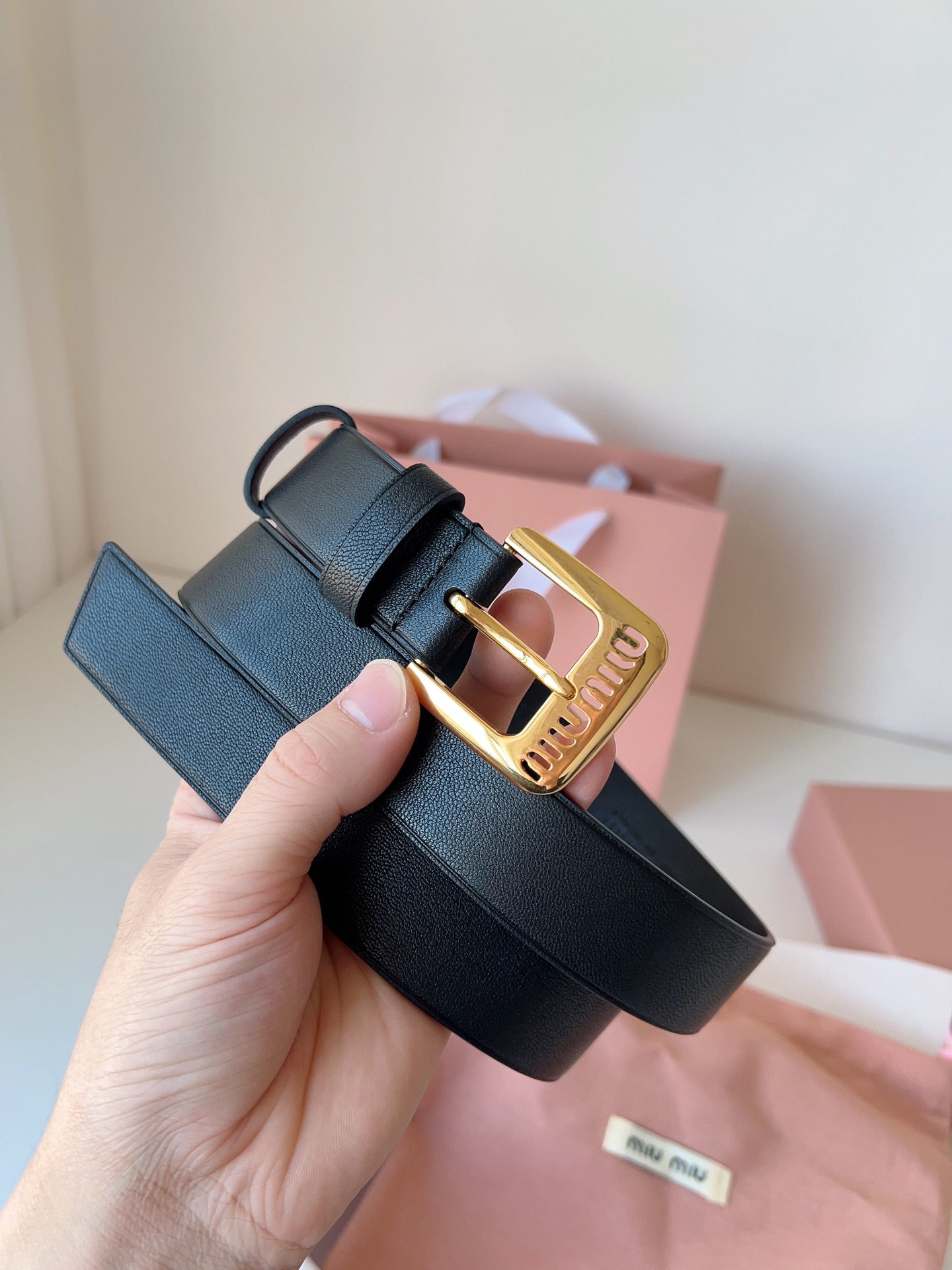 Miu Miu Female Pin Buckle Belt Sheepskin M