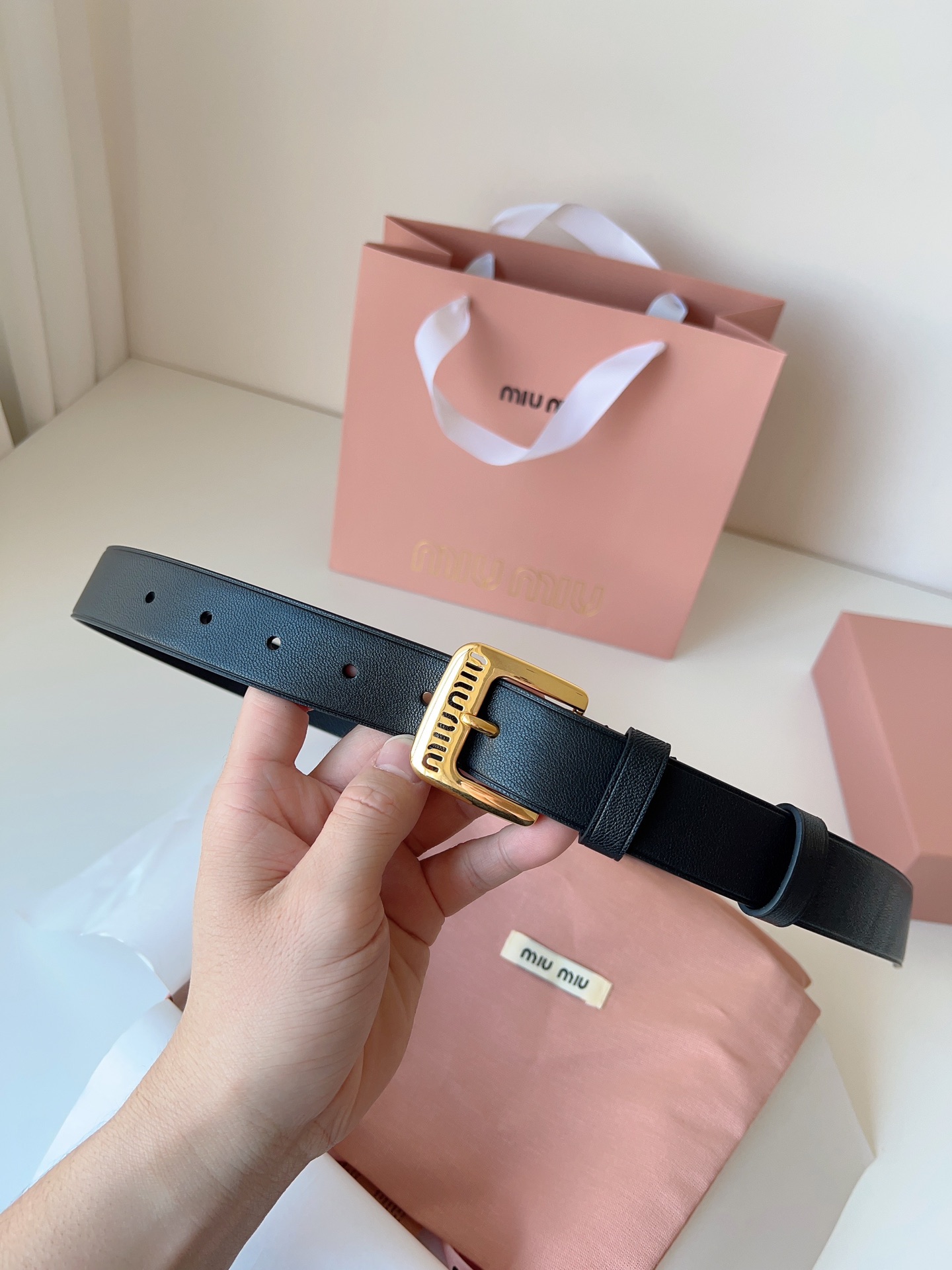 Miu Miu Female Pin Buckle Belt Sheepskin M