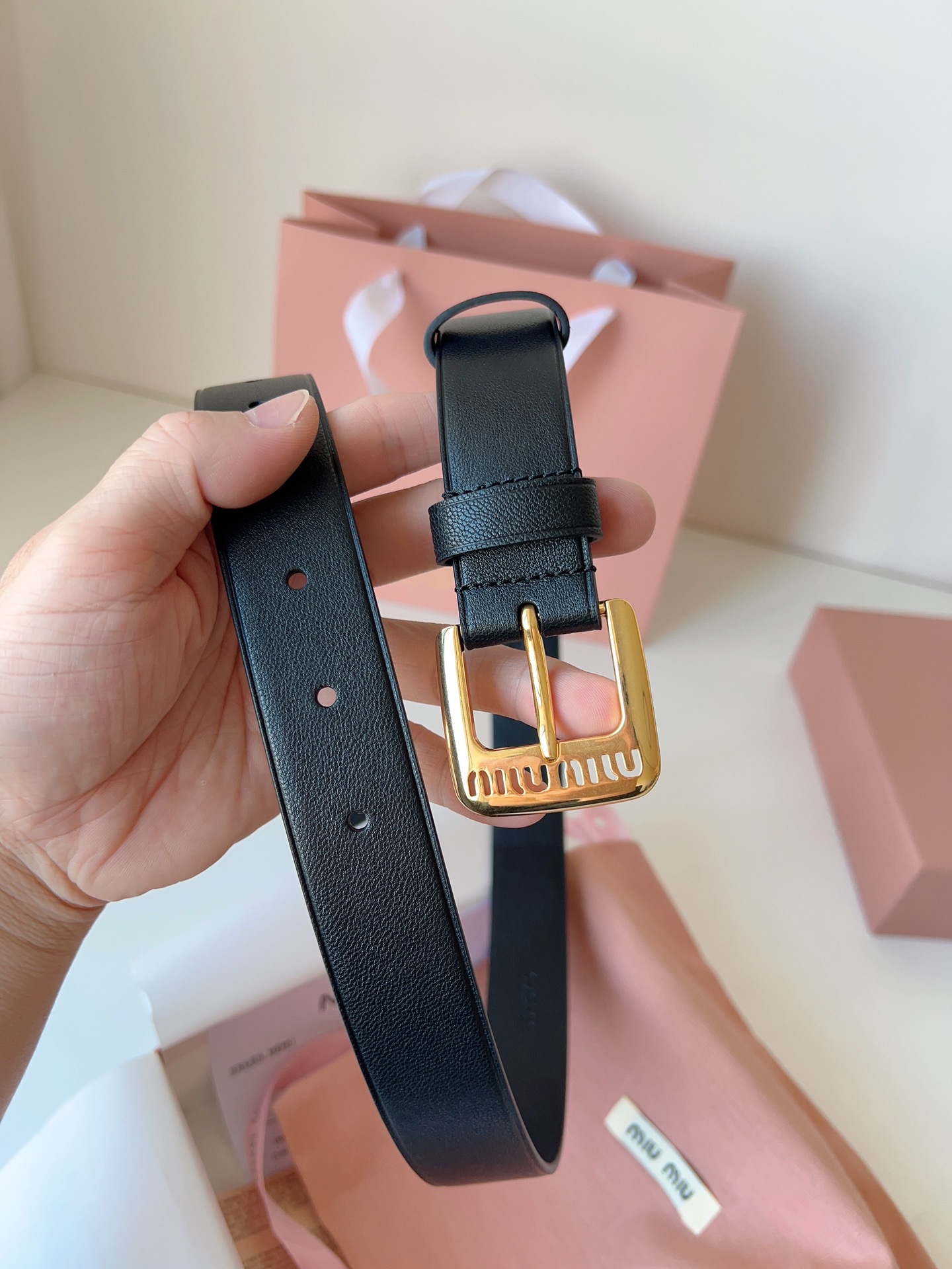 Miu Miu Female Pin Buckle Belt Sheepskin M