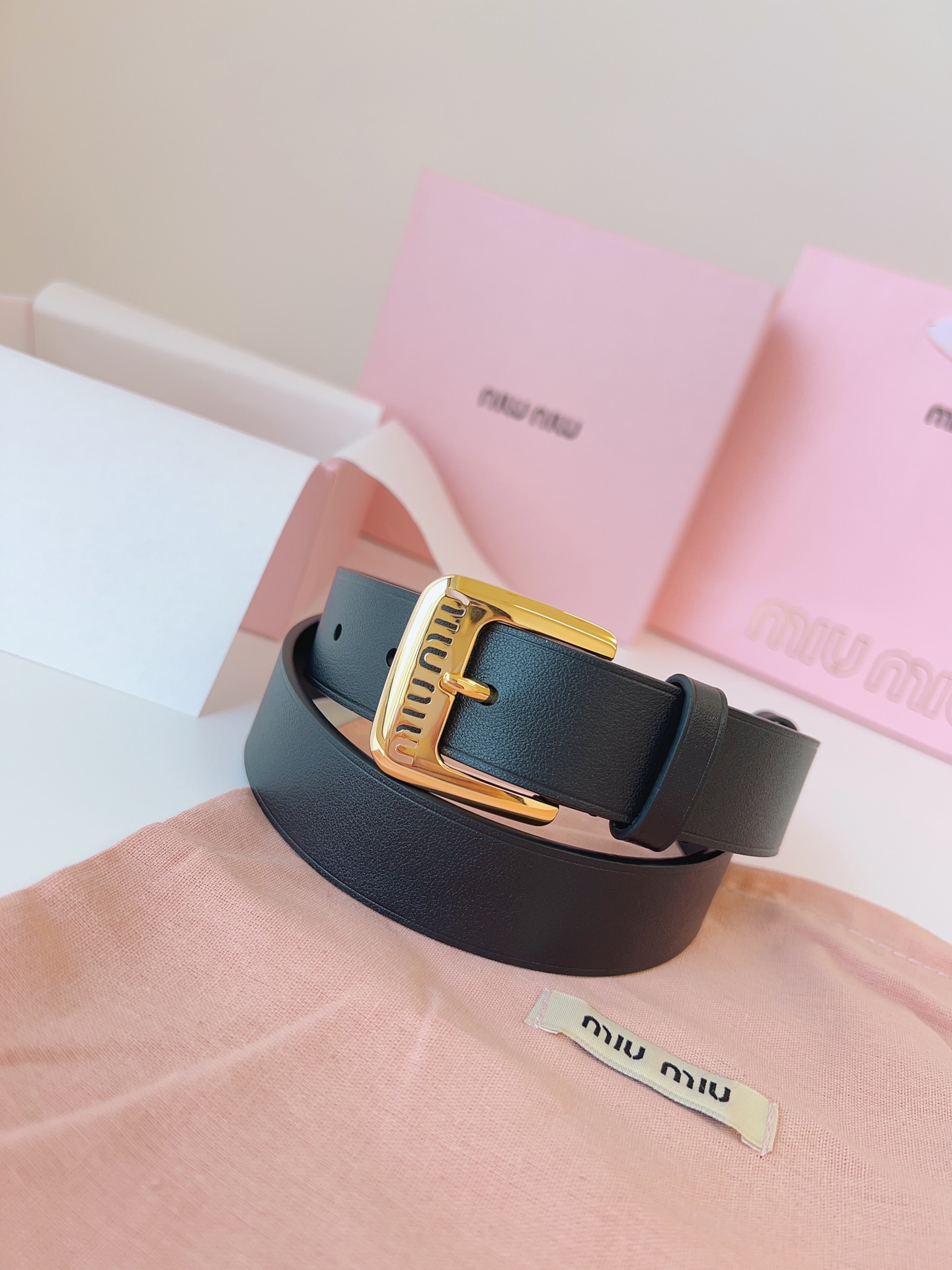 Miu Miu Female Leather Belt Cow Leather M-l