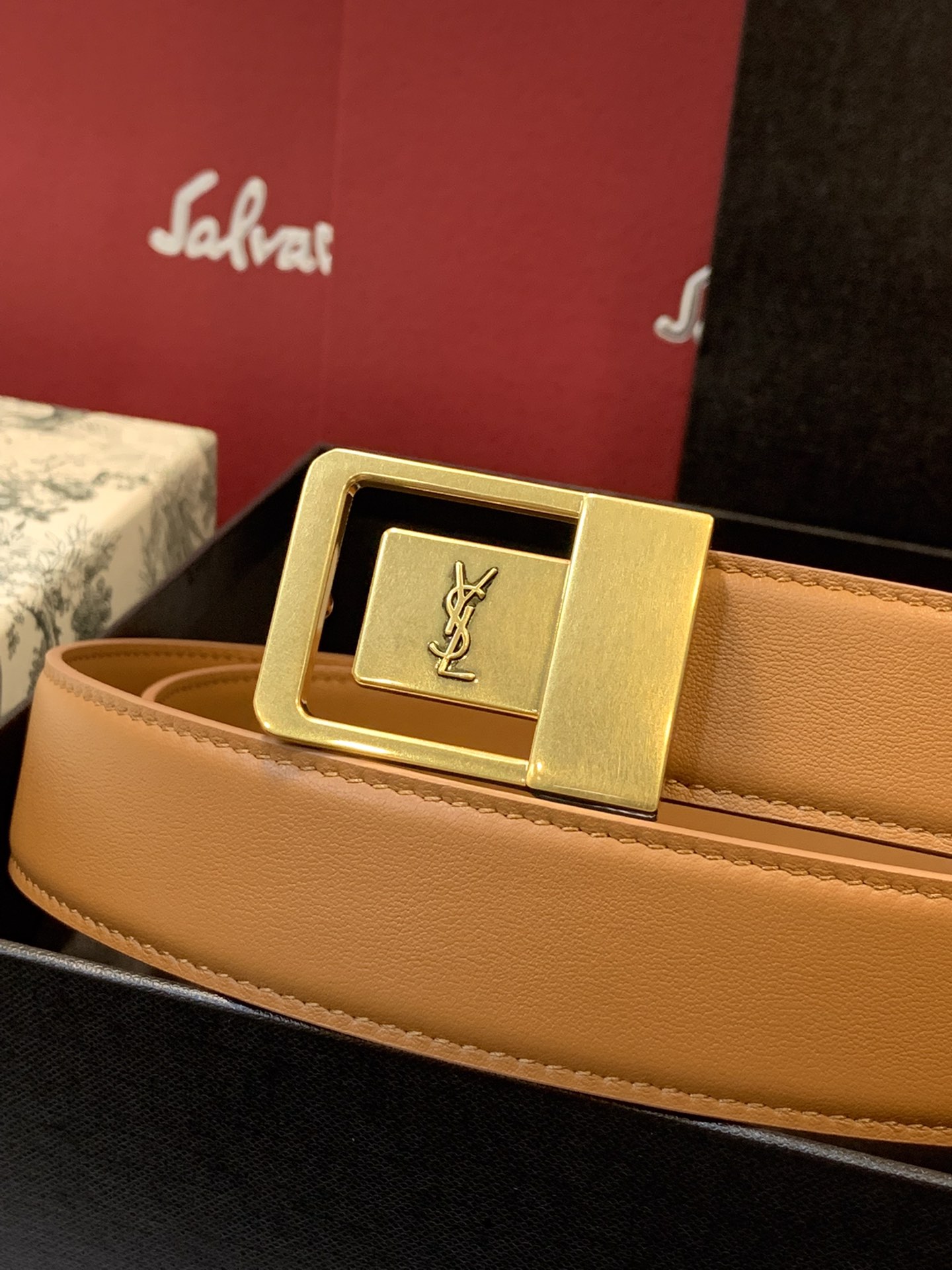 Saint Laurent Female Basic Belt Cow Leather Black Adjustable S-l