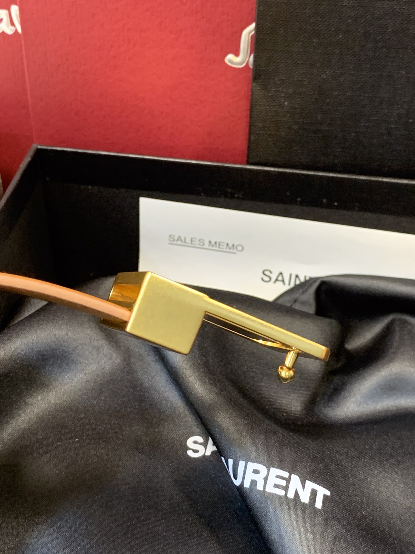 Saint Laurent Female Basic Belt Cow Leather Black Adjustable S-l