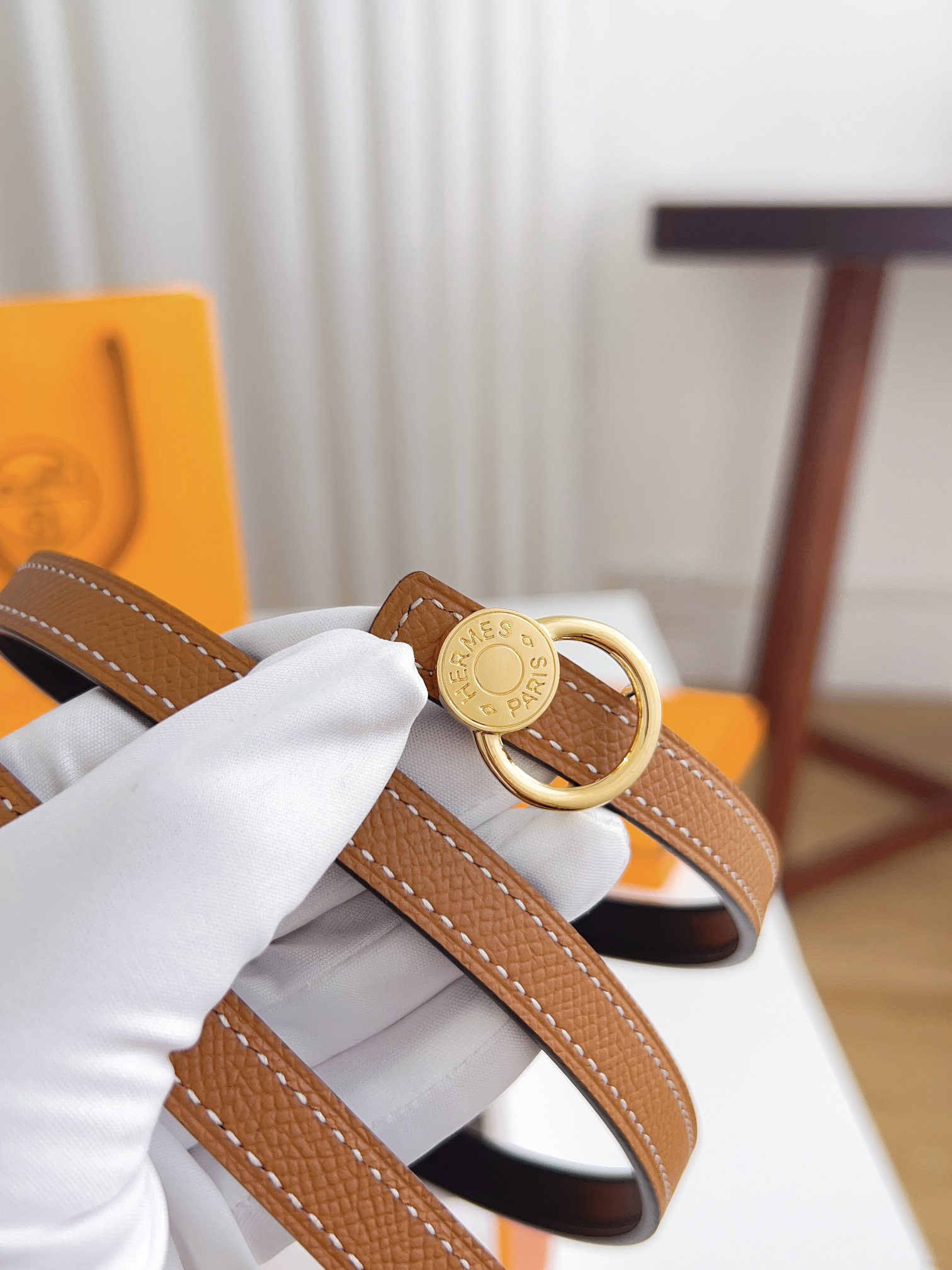 Hermès Female Basic Belt Cow Leather Silver 110cm-m