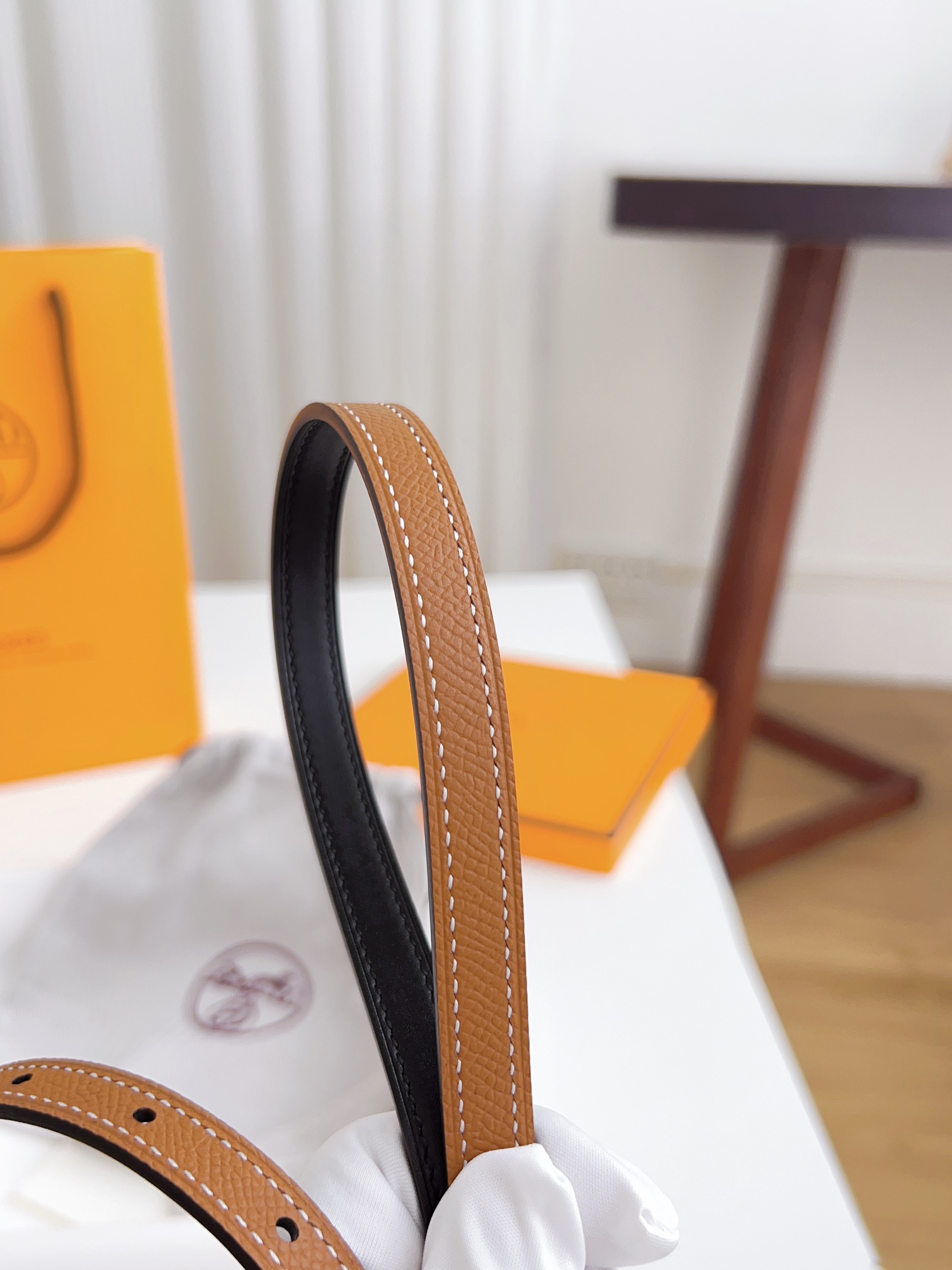 Hermès Female Basic Belt Cow Leather Silver 110cm-m