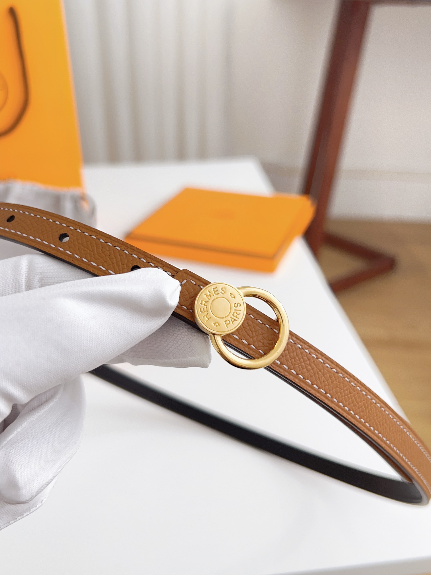 Hermès Female Basic Belt Cow Leather Silver 110cm-m