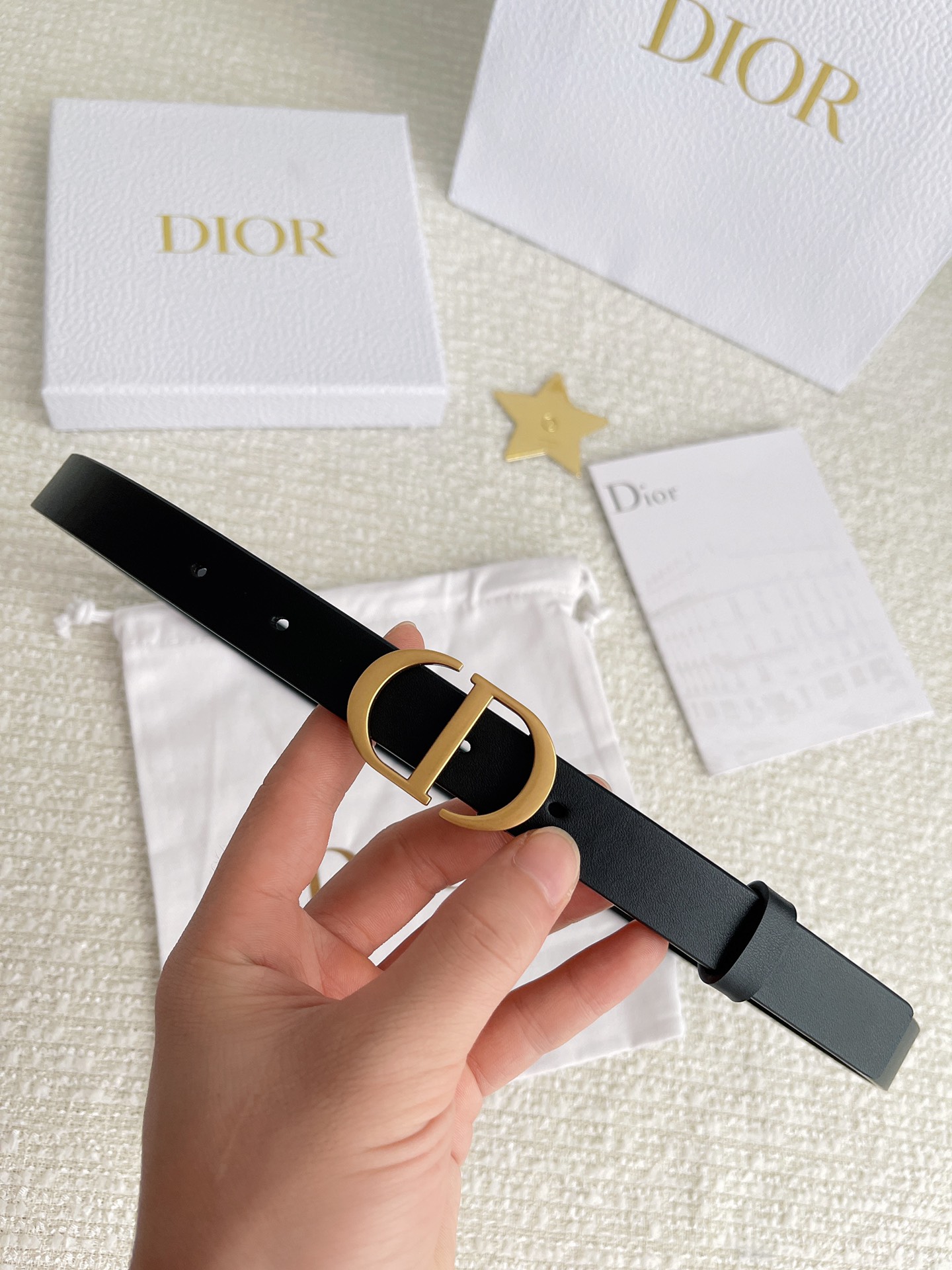 Dior Female Leather Belt Cow Leather Black M