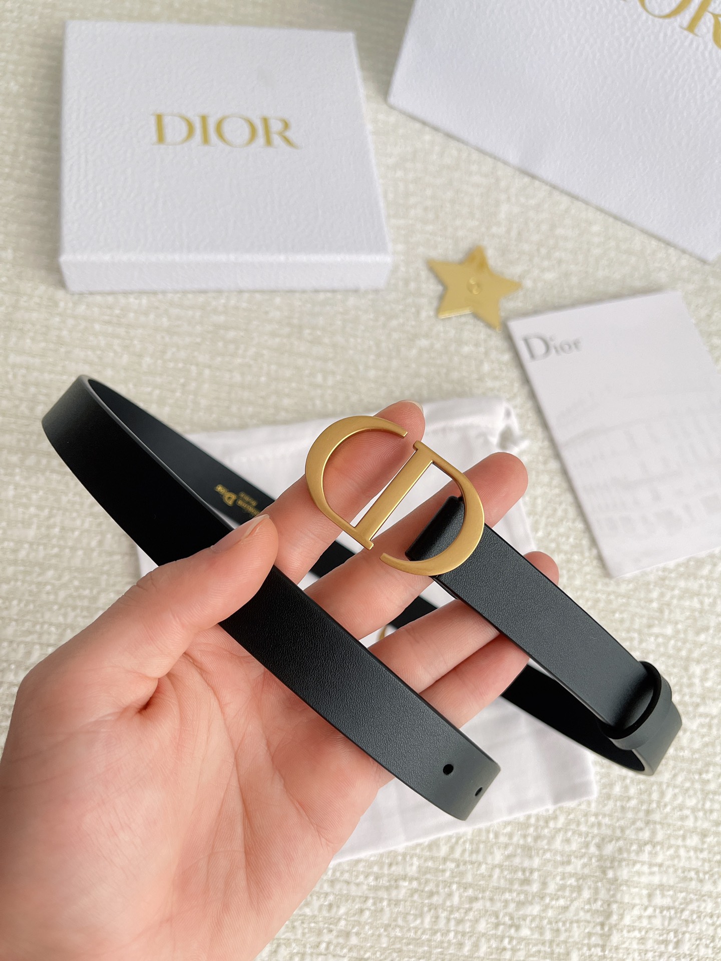 Dior Female Leather Belt Cow Leather Black M