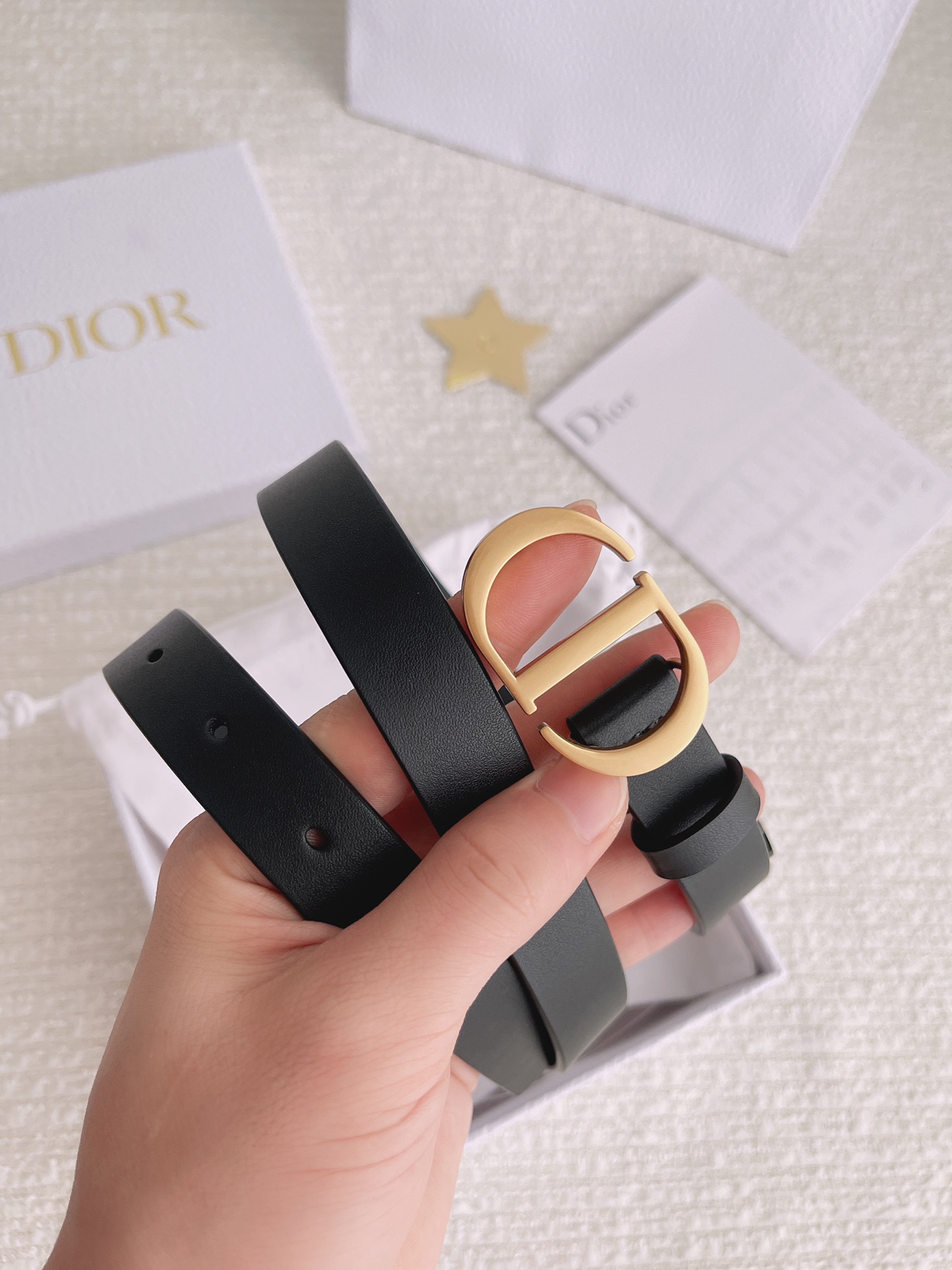 Dior Female Leather Belt Cow Leather Black M
