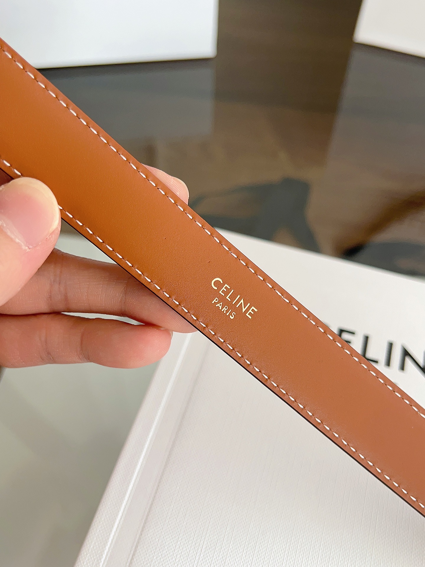 Celine Female Leather Belt Cow Leather Gold M-l