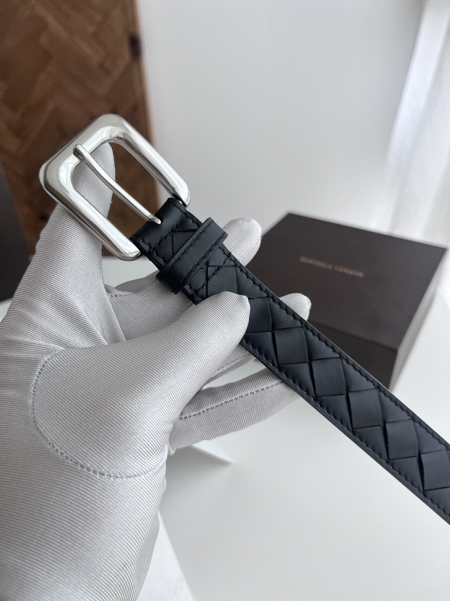 Bottega Veneta Female Pin Buckle Belt Cow Leather Black M