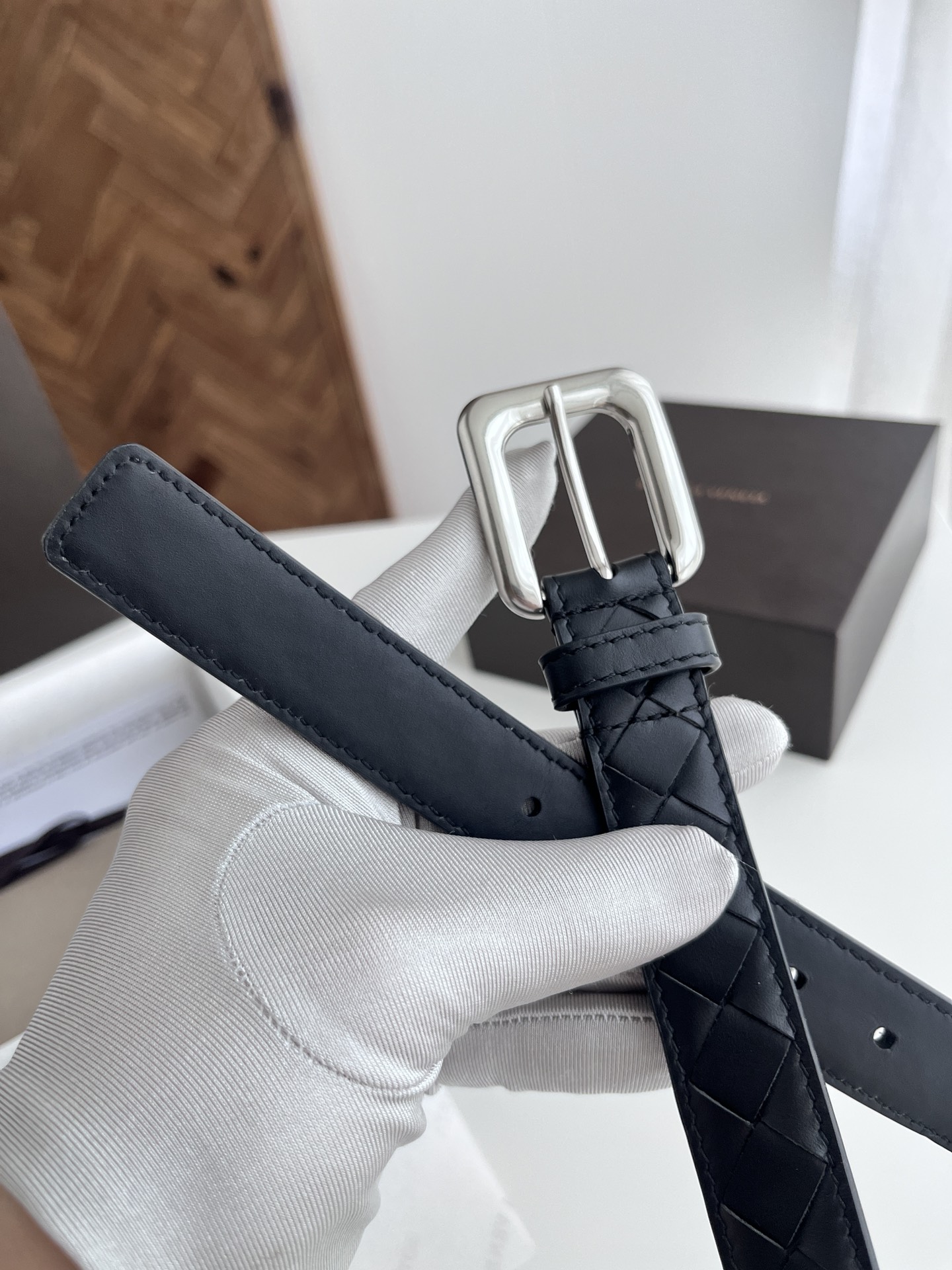 Bottega Veneta Female Pin Buckle Belt Cow Leather Black M