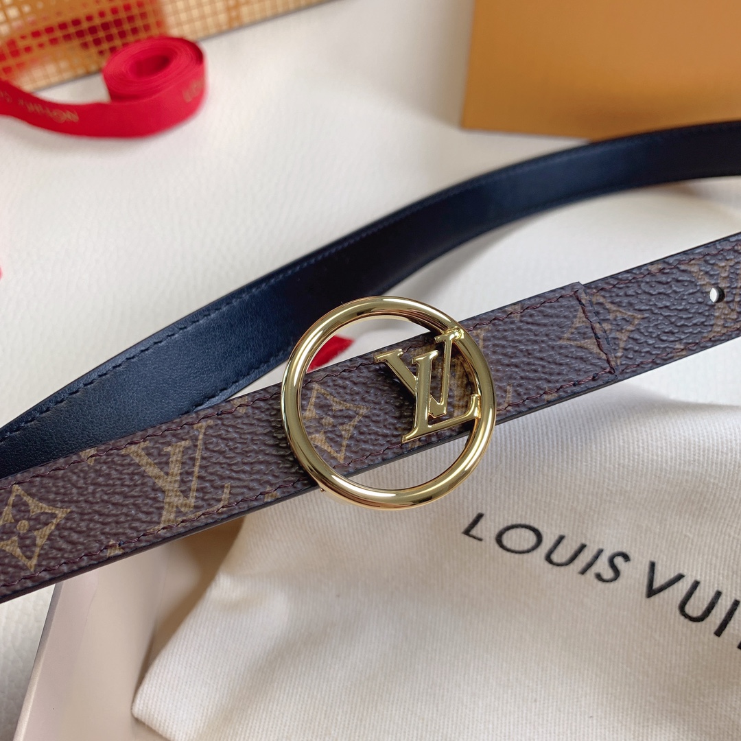 Louis Vuitton Female Leather Belt Top Grain Leather M-l