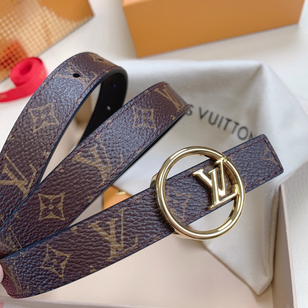 Louis Vuitton Female Leather Belt Top Grain Leather M-l