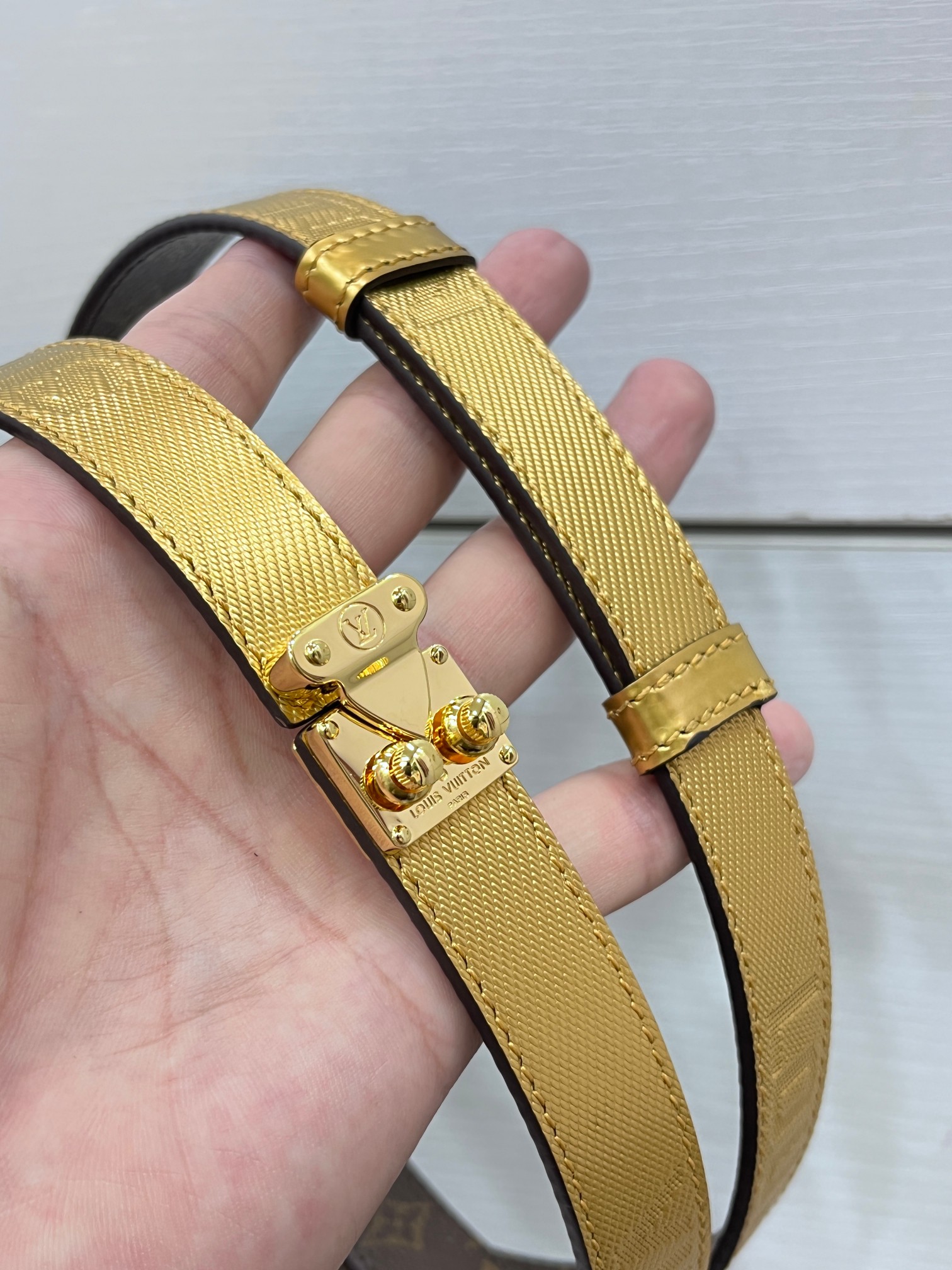 Louis Vuitton Female Basic Belt Cow Leather Coffee Adjustable S-m-l