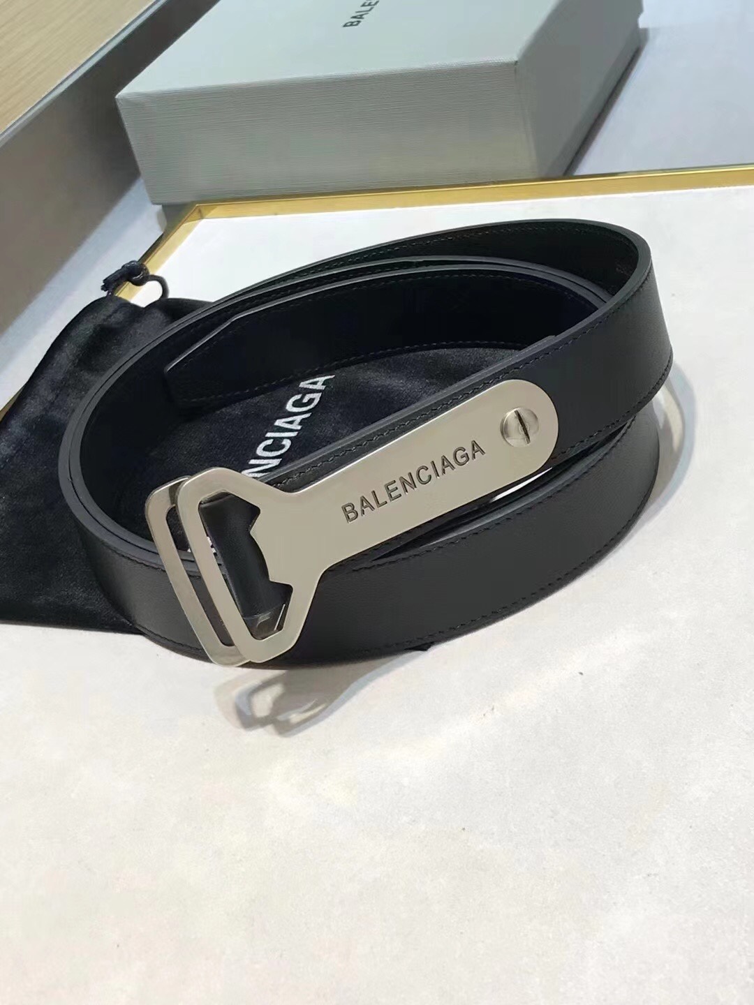 Balenciaga Female Basic Belt Black 30mm-l