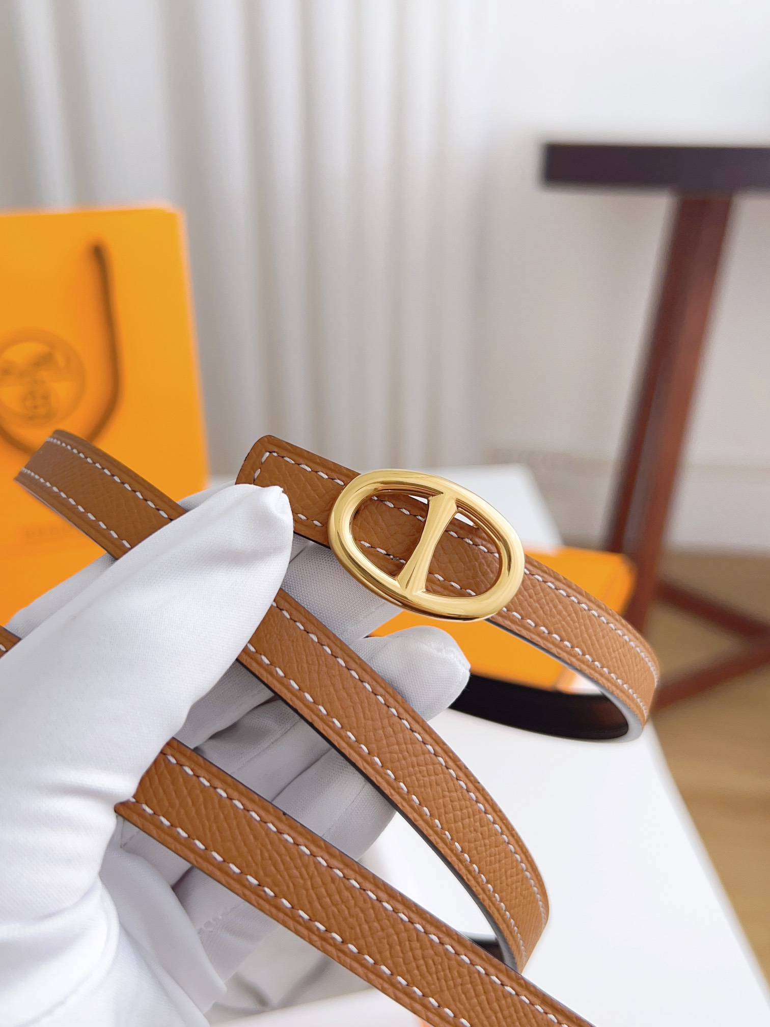 Hermès Female Basic Belt Cow Leather Silver 110cm-m