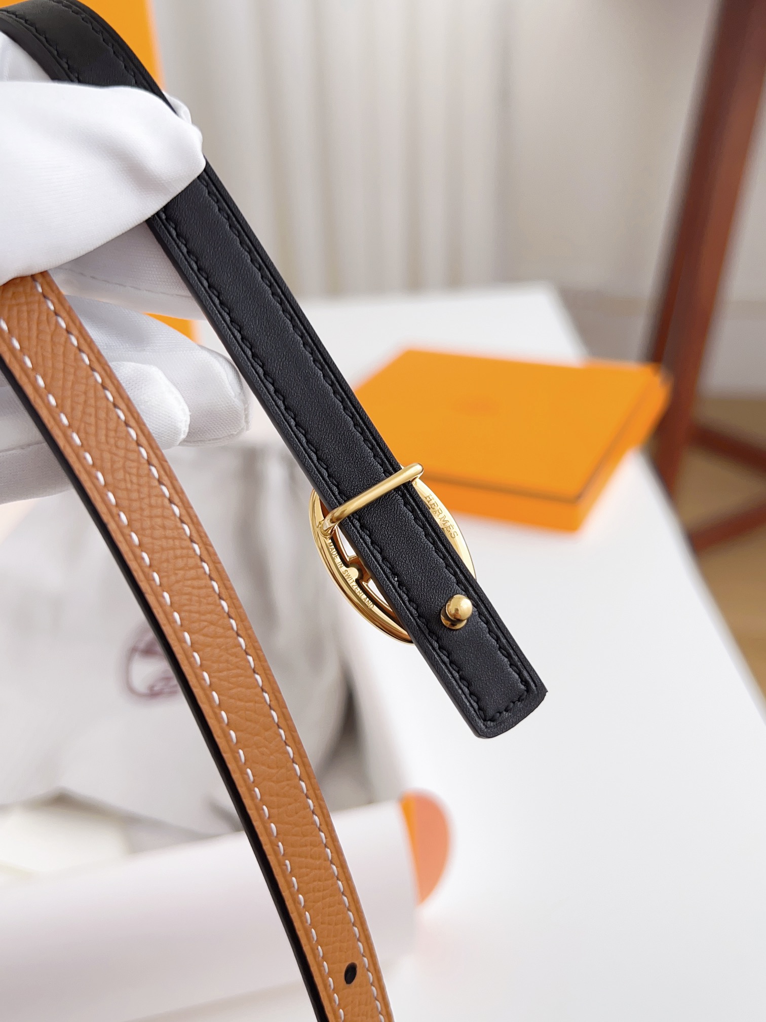Hermès Female Basic Belt Cow Leather Silver 110cm-m