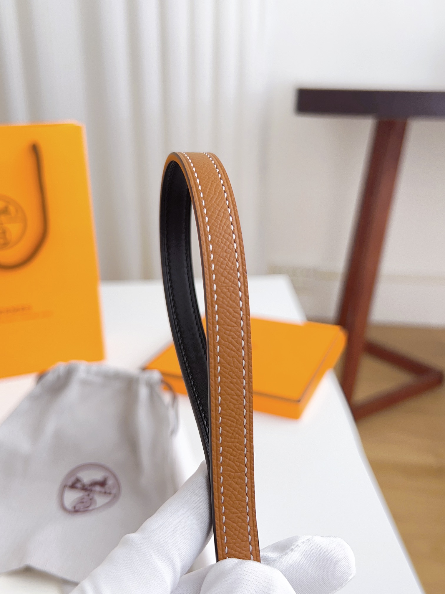 Hermès Female Basic Belt Cow Leather Silver 110cm-m