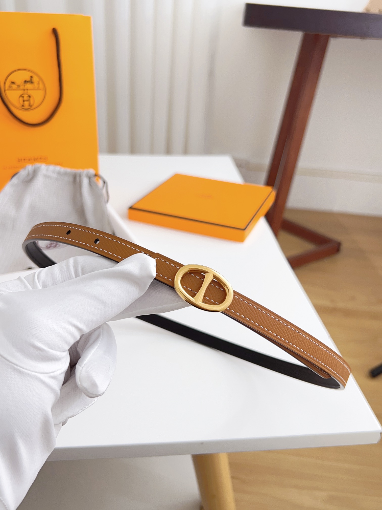 Hermès Female Basic Belt Cow Leather Silver 110cm-m